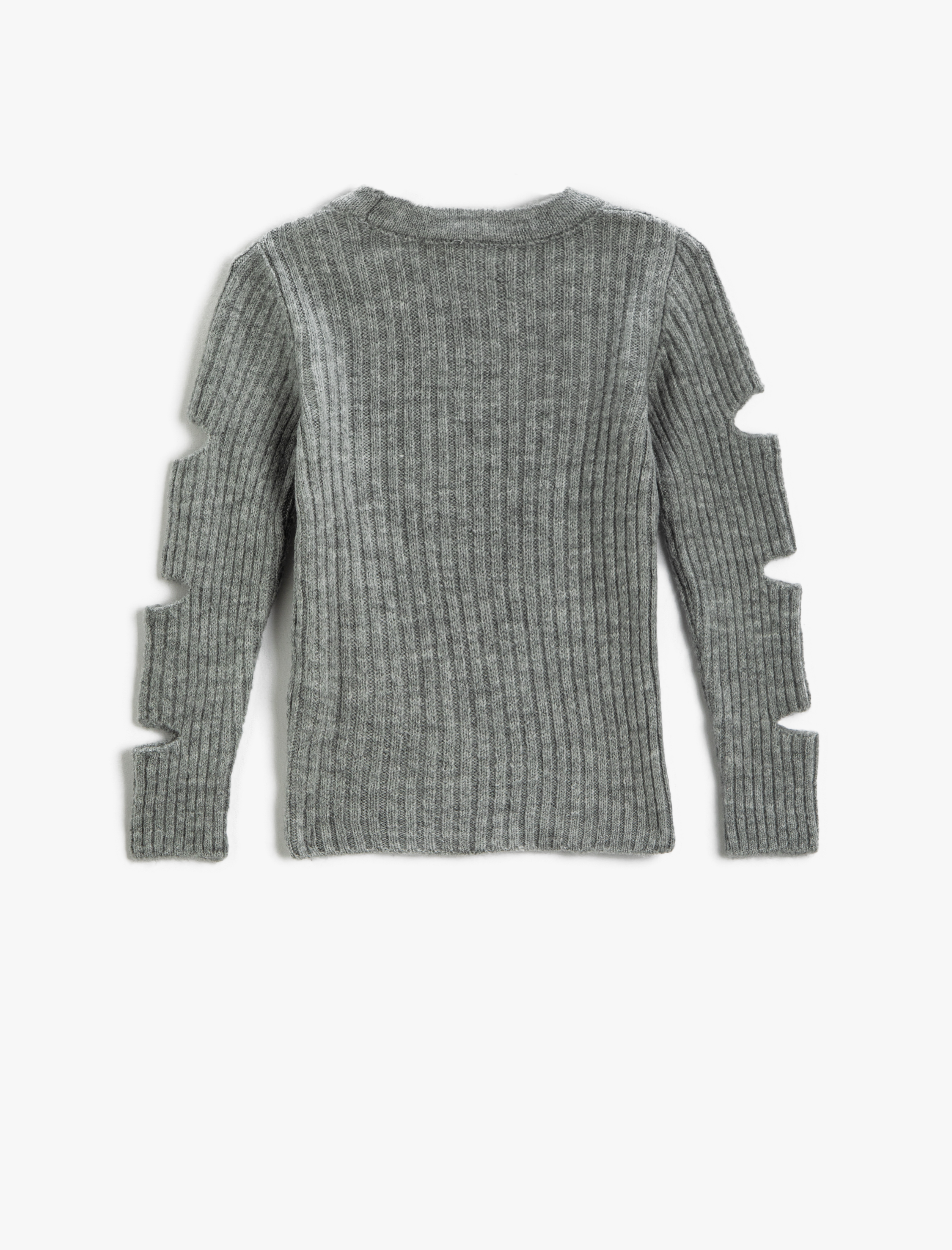  Kız Çocuk Basic Pencere Detaylı Kazak Bisiklet Yaka