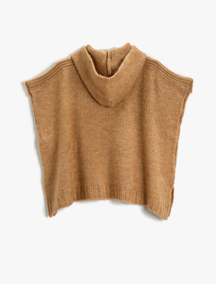 Kız Çocuk Basic Kapüşonlu Panço Cepli