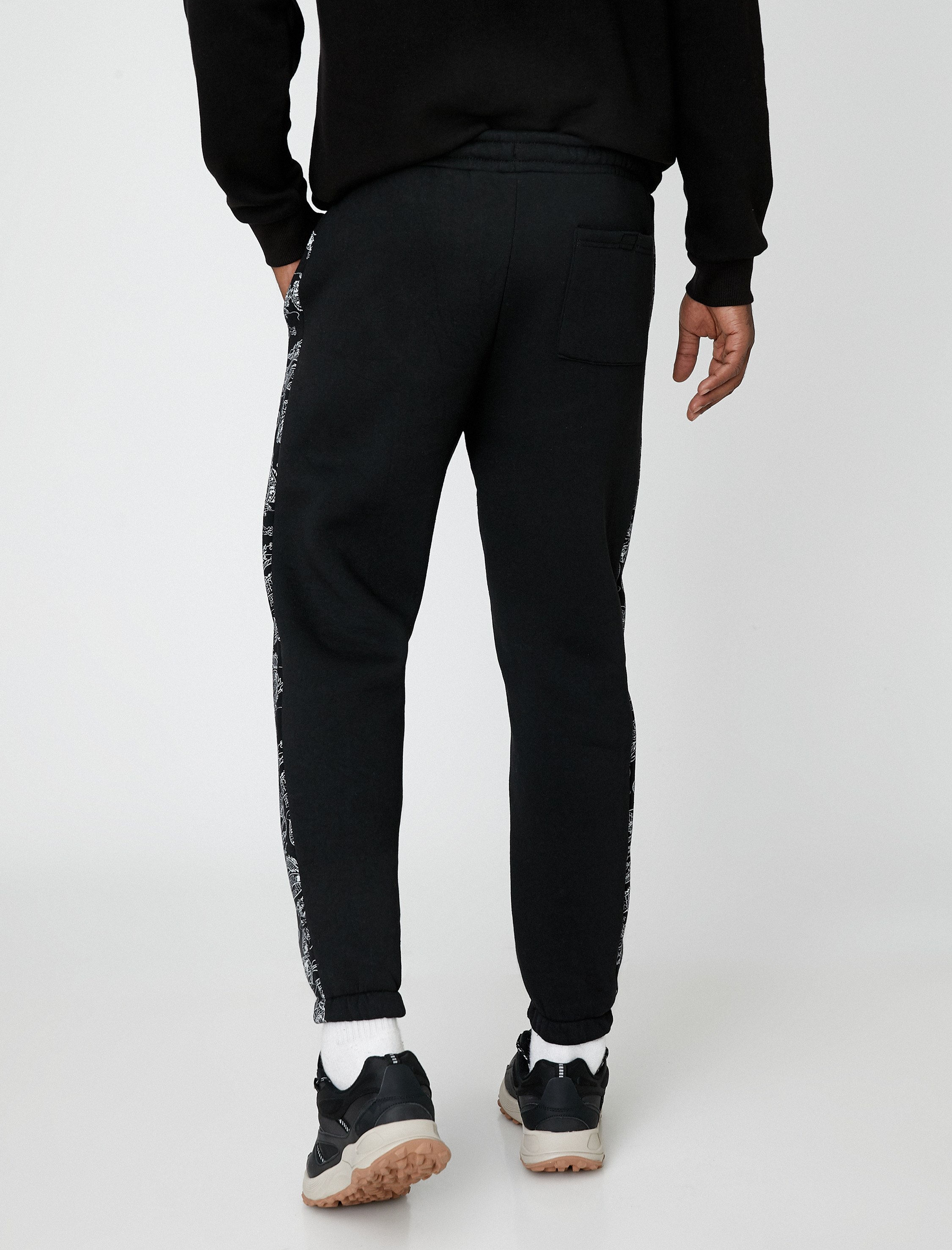 Şal Desenli Jogger Eşofman Altı Beli Bağcıklı