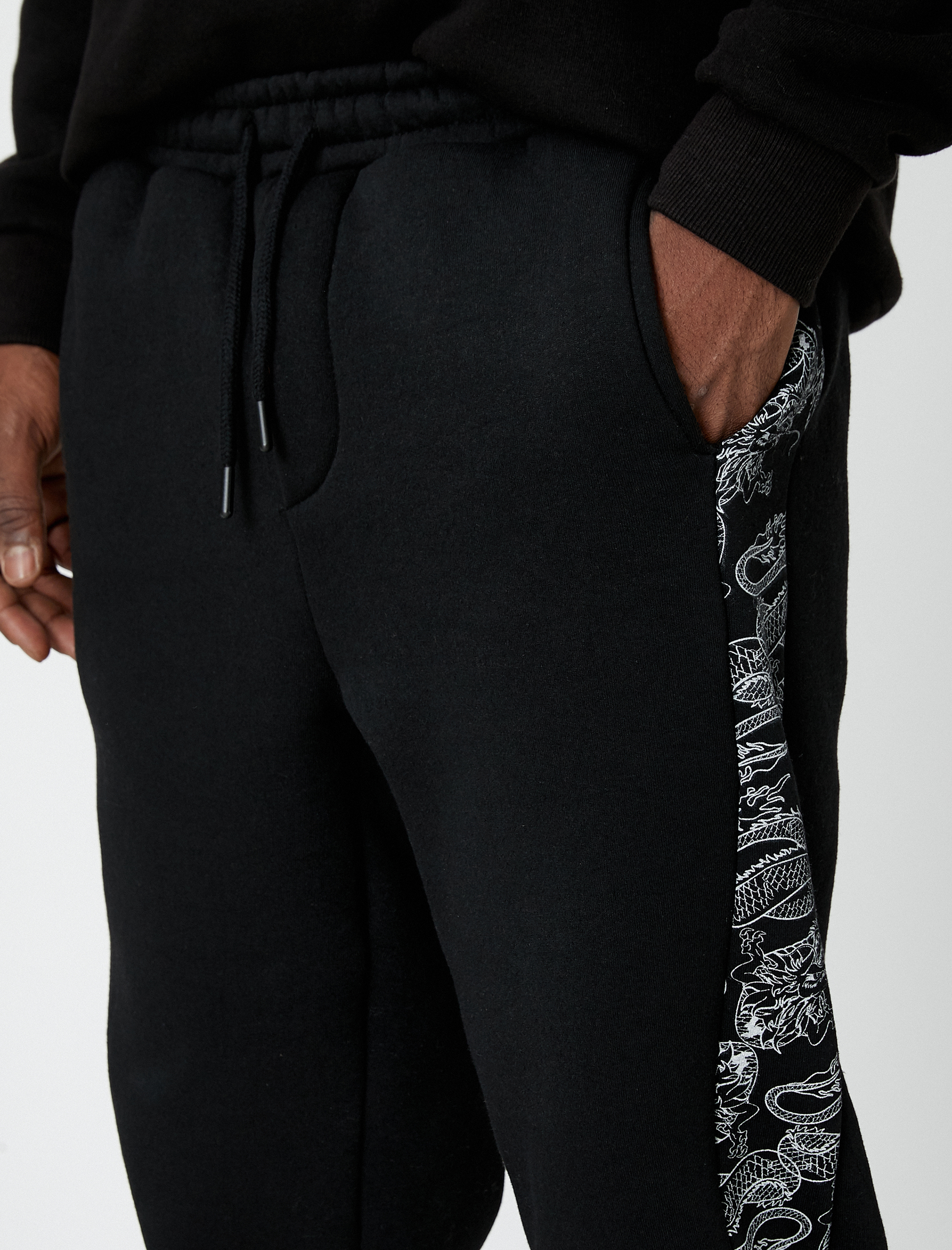 Şal Desenli Jogger Eşofman Altı Beli Bağcıklı