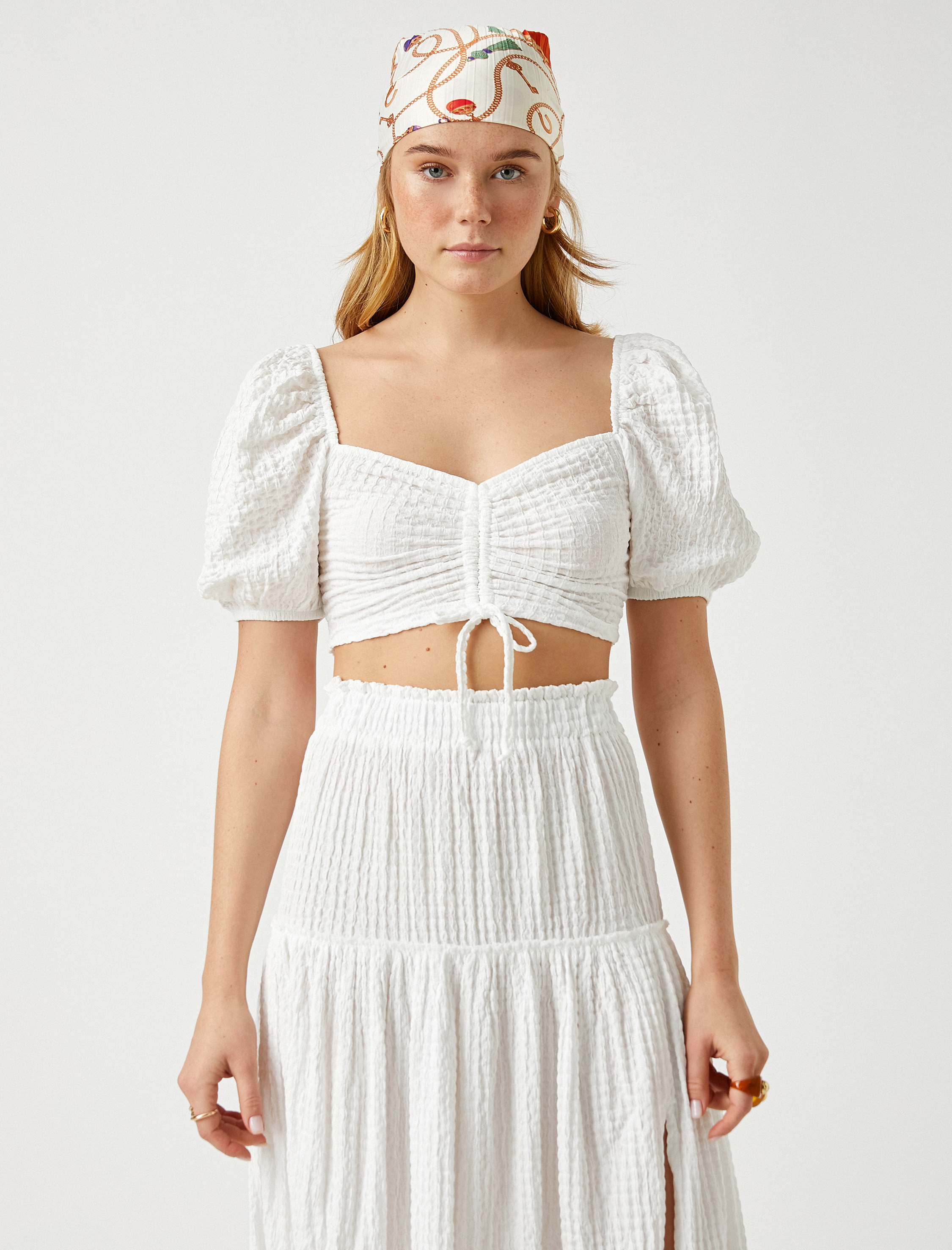   Balon Kollu Büzgülü Bluz