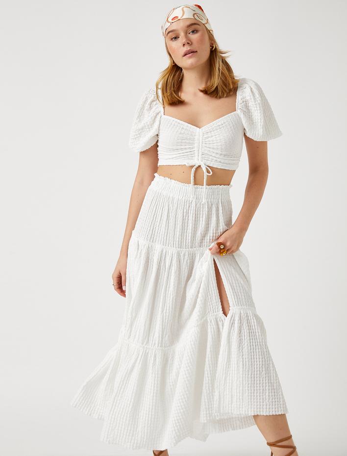  Balon Kollu Büzgülü Bluz