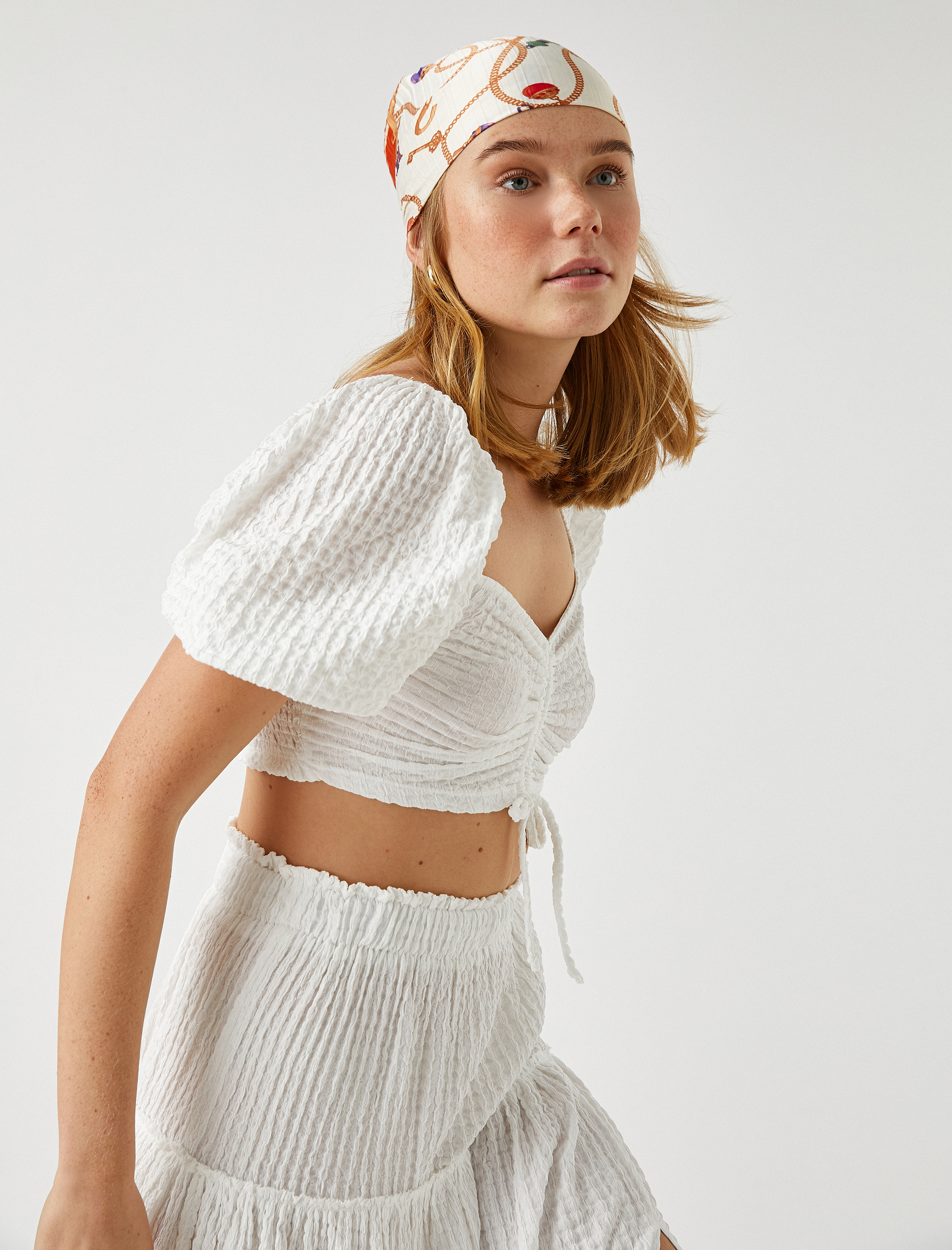   Balon Kollu Büzgülü Bluz