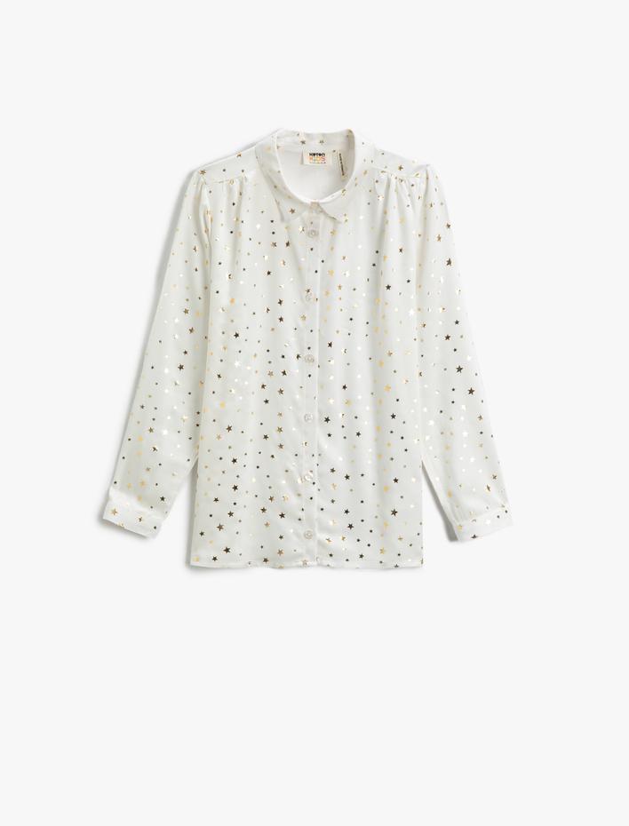 Kız Çocuk Parlak Yıldız Baskılı Gömlek