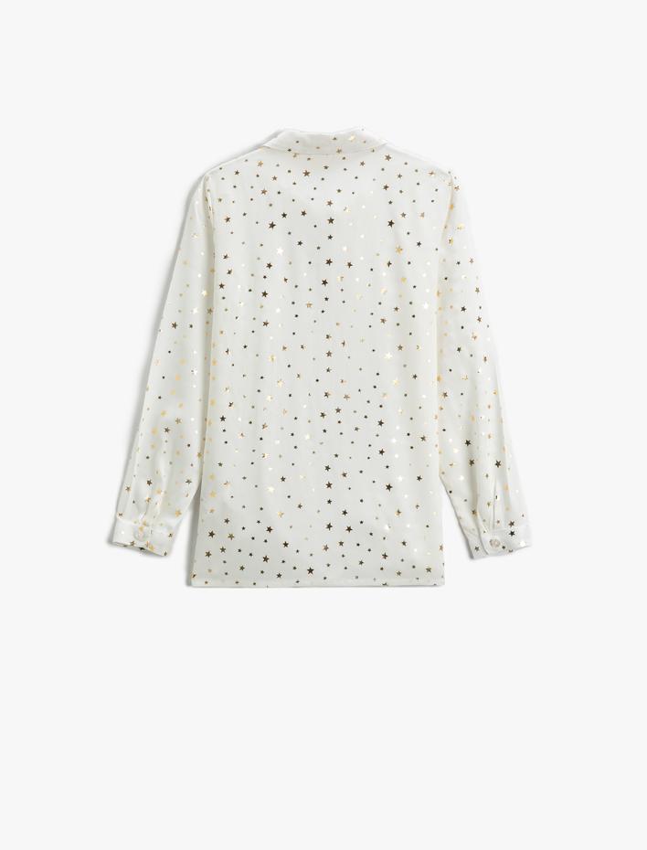Kız Çocuk Parlak Yıldız Baskılı Gömlek