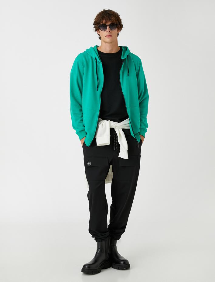  Fermuarlı Kapşonlu Sweatshirt