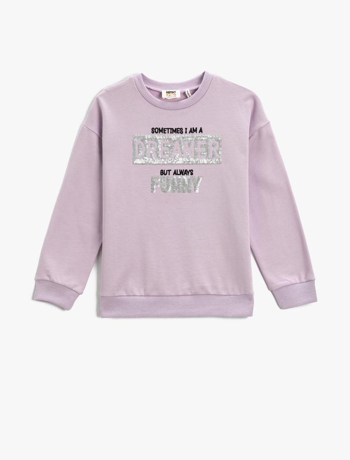 Kız Çocuk Pul-Payet İşlemeli Sweatshirt
