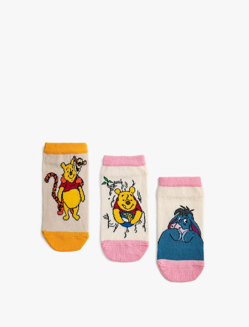  Kız Çocuk 3’lü Winnie The Pooh Baskılı Çorap Seti Lisanslı