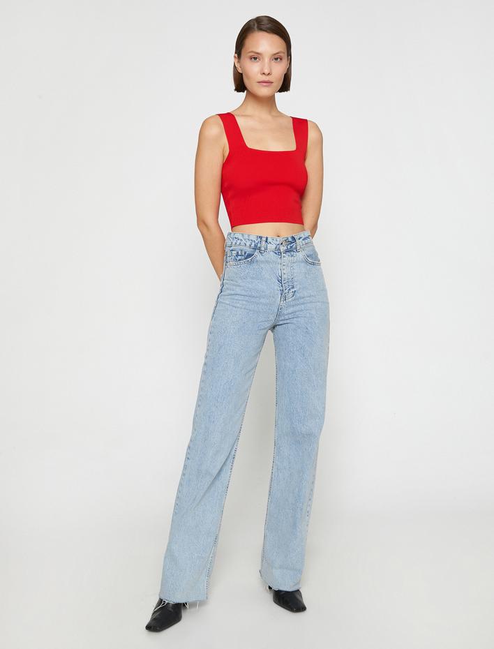  Crop Atlet Kalın Askılı Kare Yaka