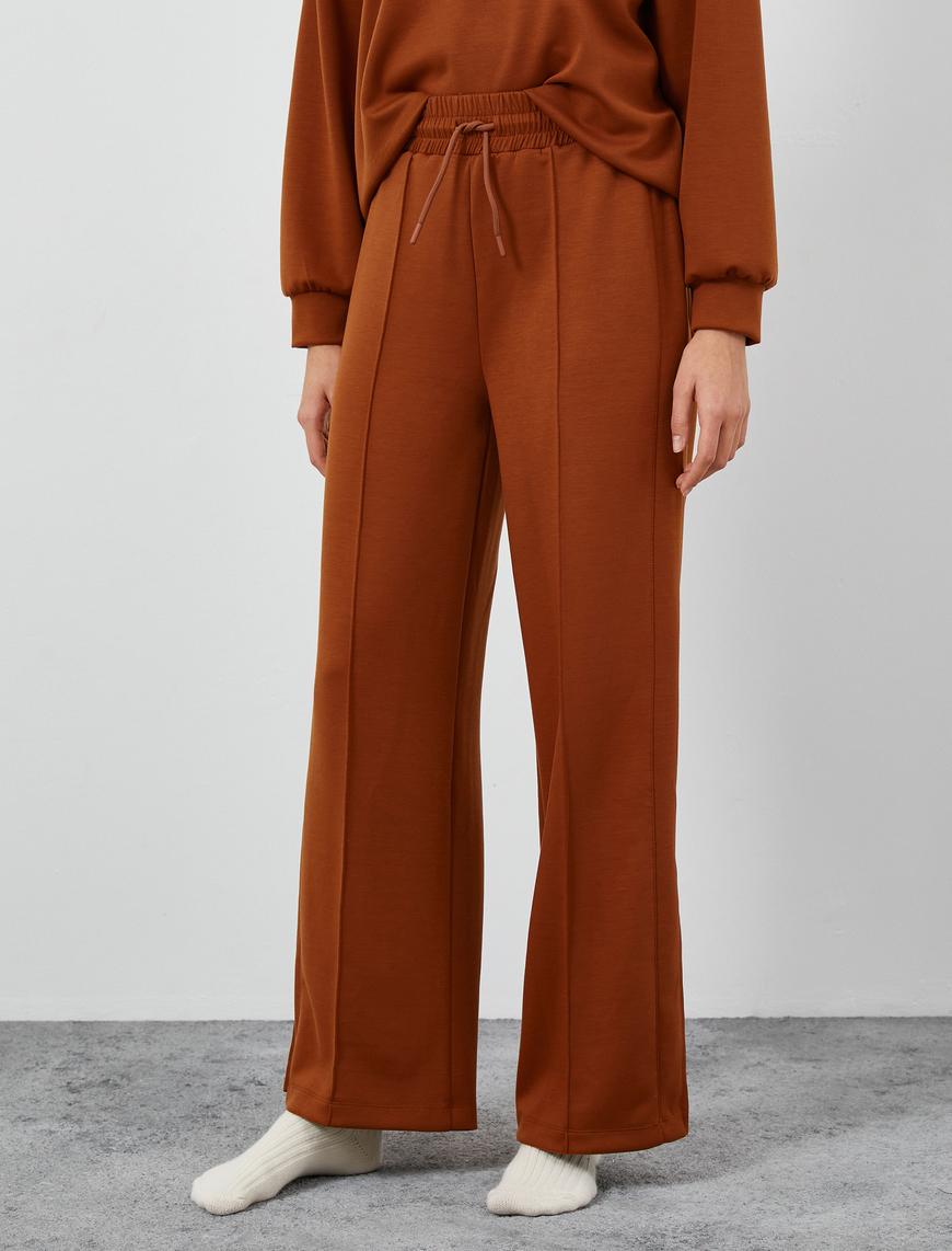   Geniş Paça Pijama Altı Beli Bağcıklı