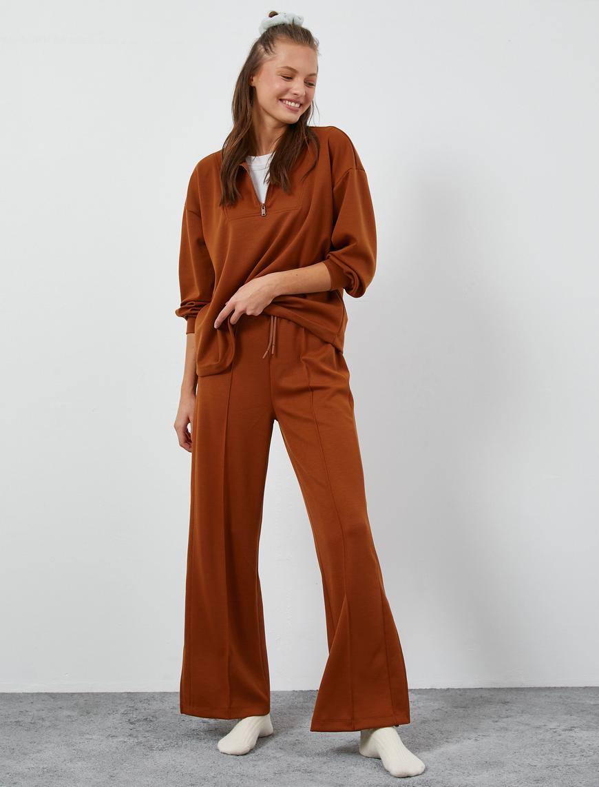   Geniş Paça Pijama Altı Beli Bağcıklı