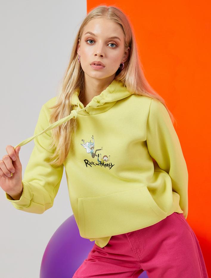  Rick and Morty Lisanslı Sweatshirt Kapüşonlu İçi Polarlı