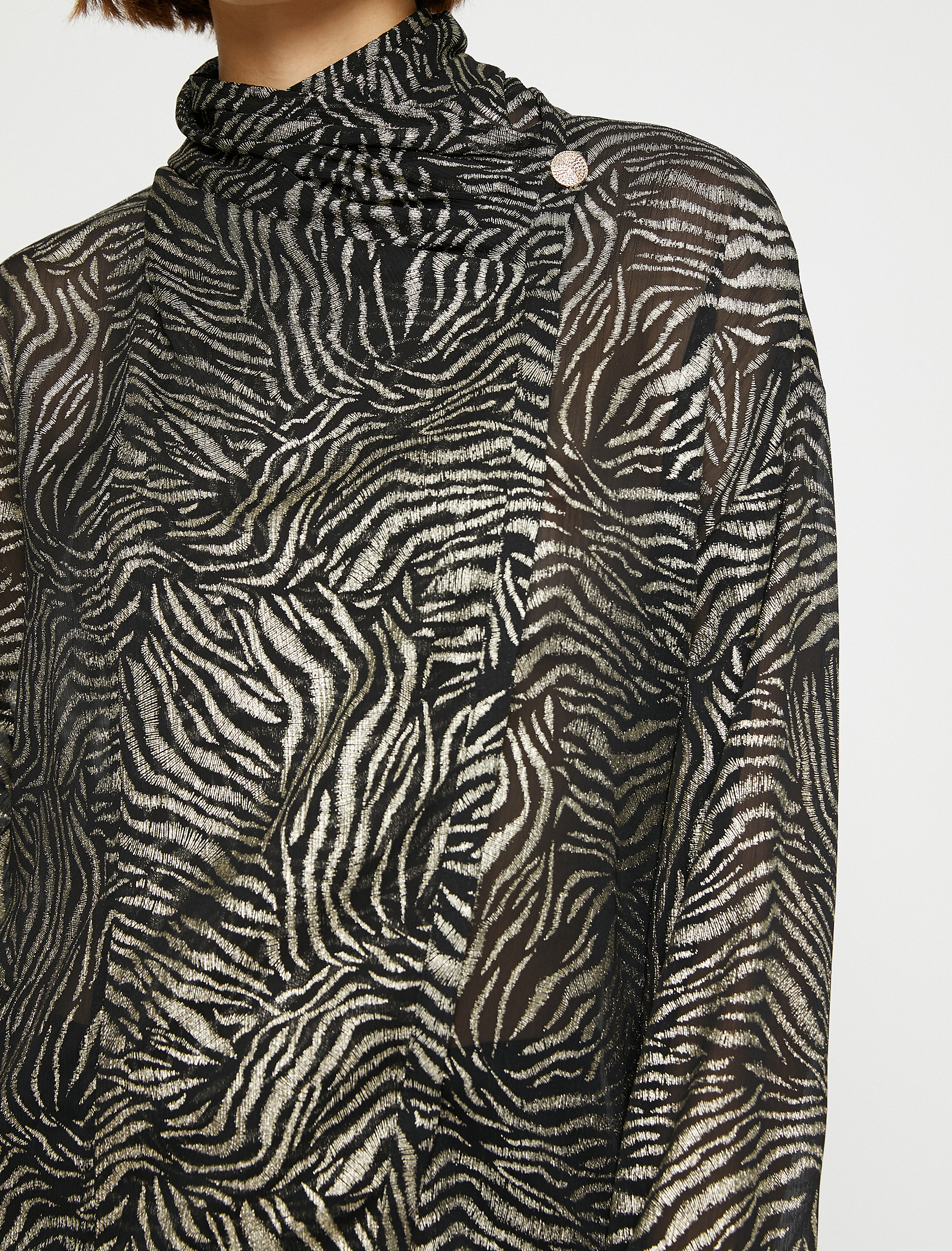   Zebra Desenli Şifon Bluz