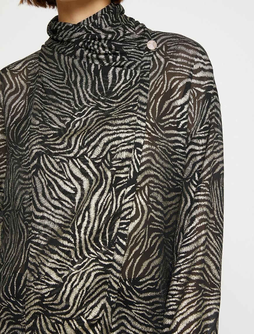   Zebra Desenli Şifon Bluz