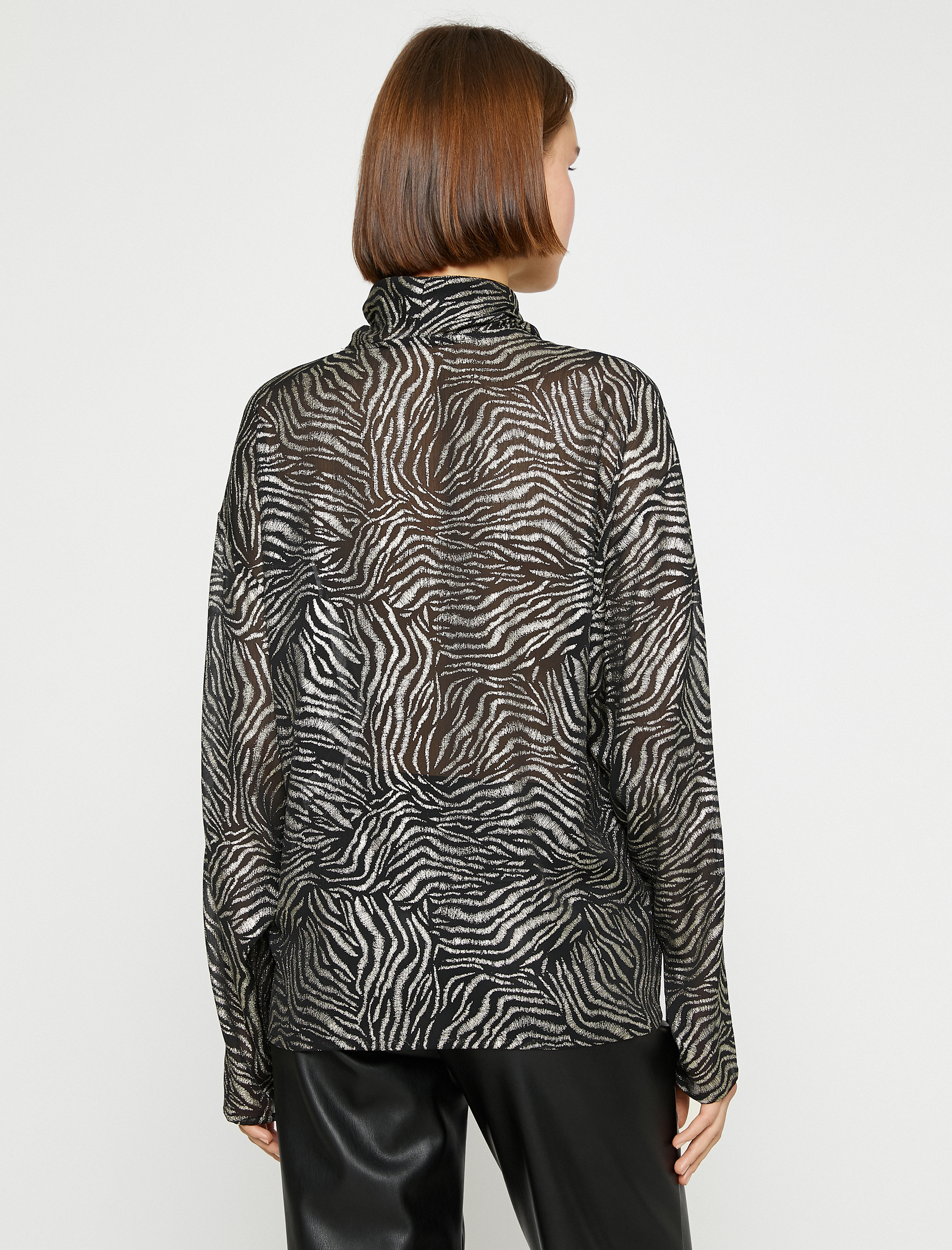   Zebra Desenli Şifon Bluz