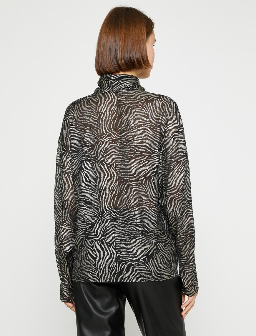   Zebra Desenli Şifon Bluz
