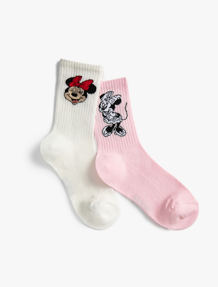 Kız Çocuk 2'li Mickey Mouse Baskılı Çorap Lisanslı