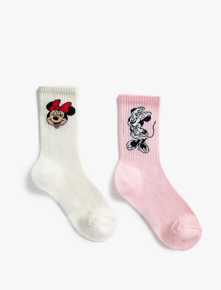 Kız Çocuk 2'li Mickey Mouse Baskılı Çorap Lisanslı