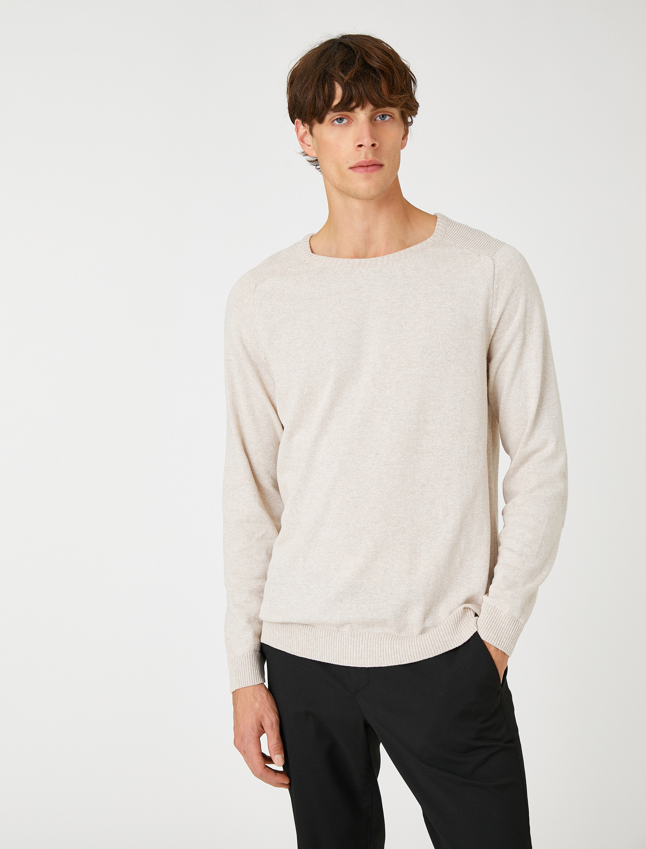   Basic Triko Kazak Bisiklet Yaka Dar Kesim