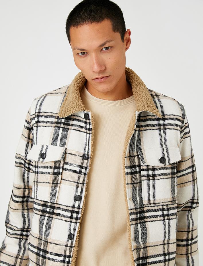  Cepli Ceket Yaka Detaylı Kareli