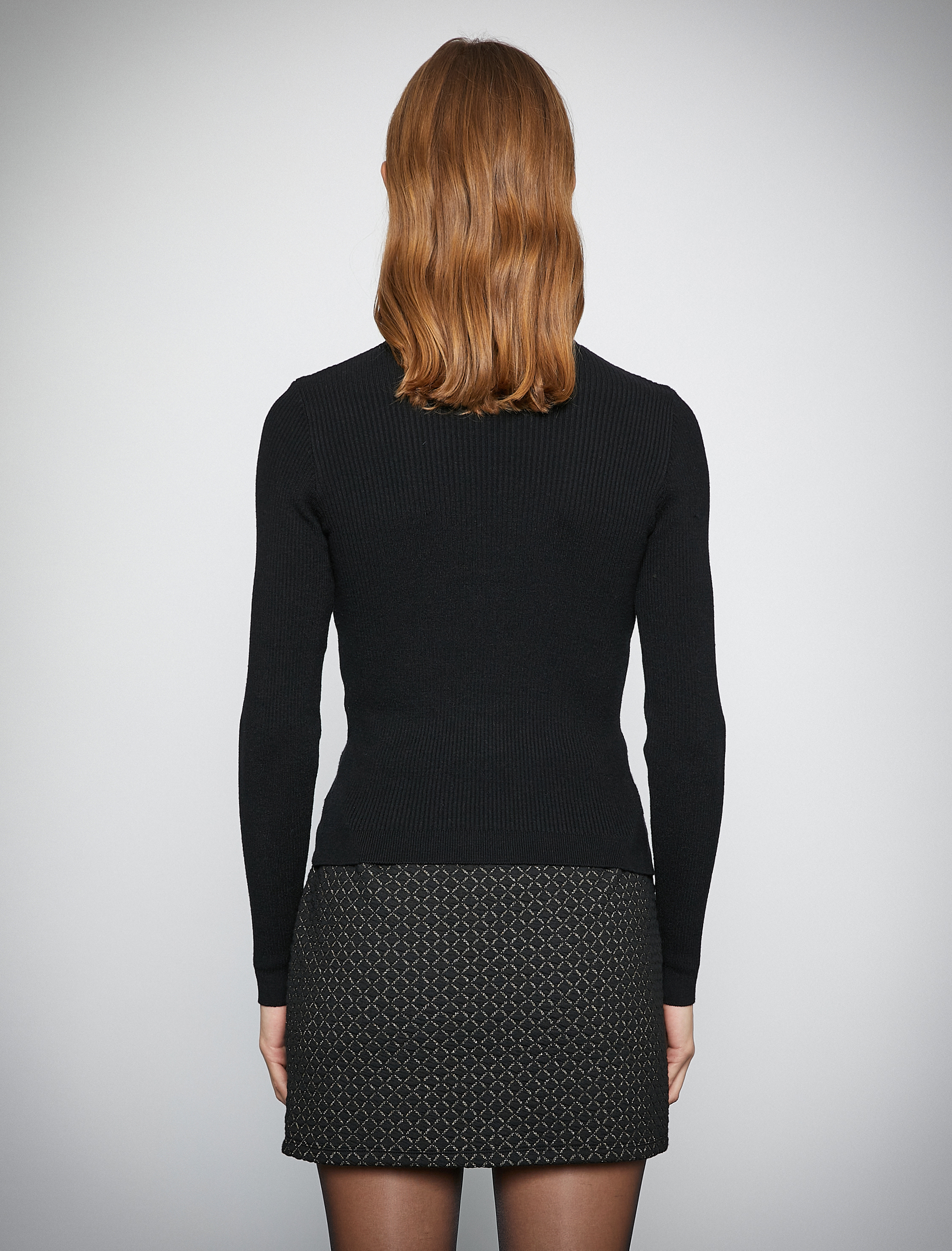   Melis Ağazat X Koton - Dar Kesim Desenli Boğazlı Kazak