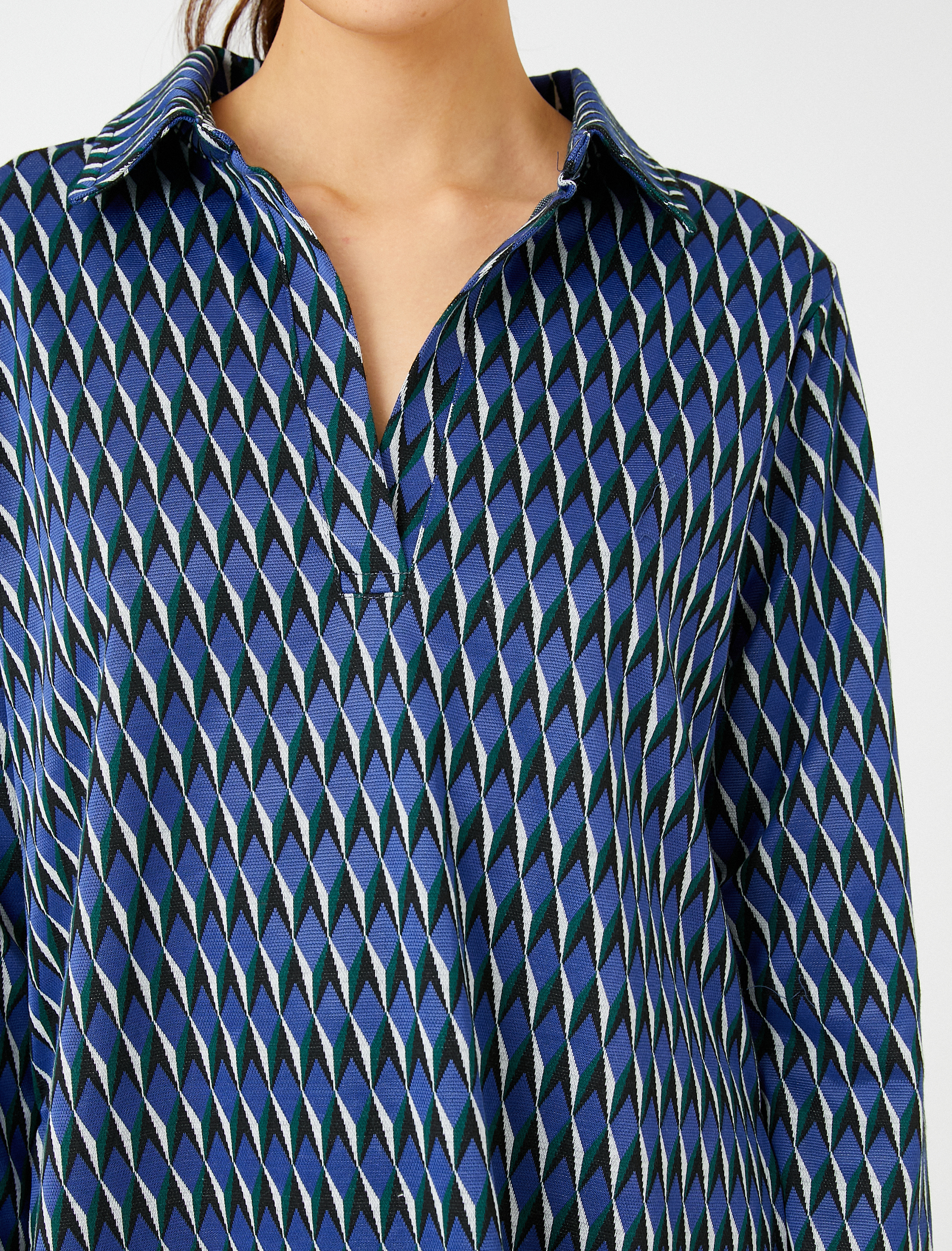   Oversize Polo Yaka Tişört Uzun Kollu