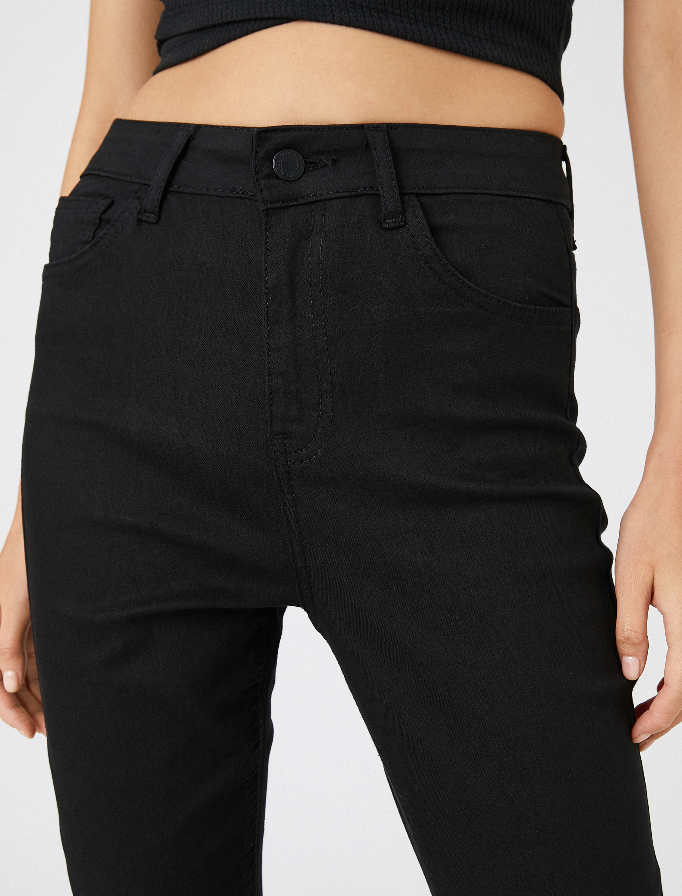   Dar Paça Kot Pantolon Dar Kesim Yüksek Bel - Carmen Jean