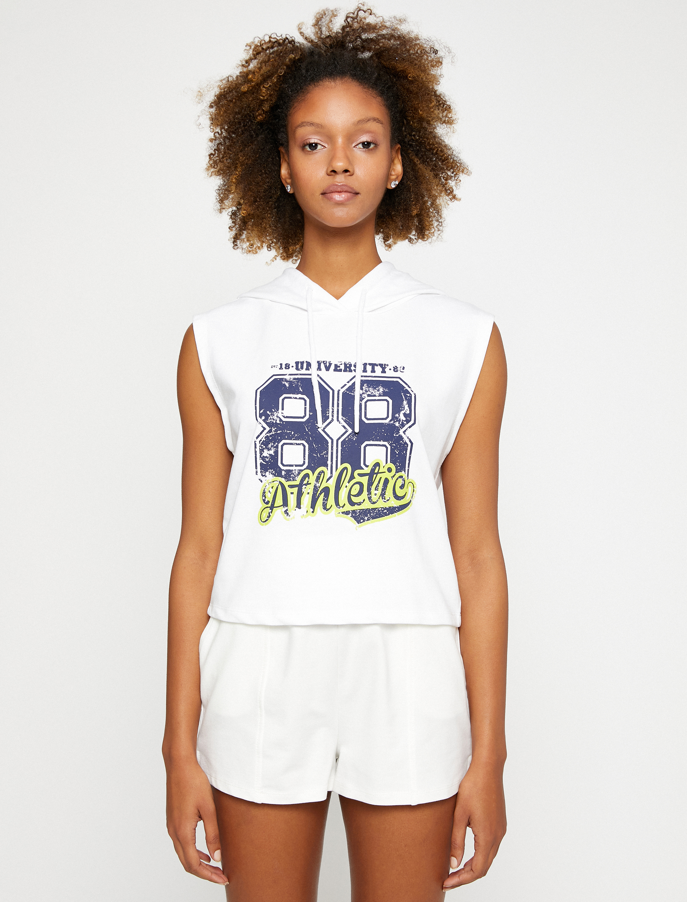   Kapüşonlu Atlet Kolej Baskılı Kolsuz