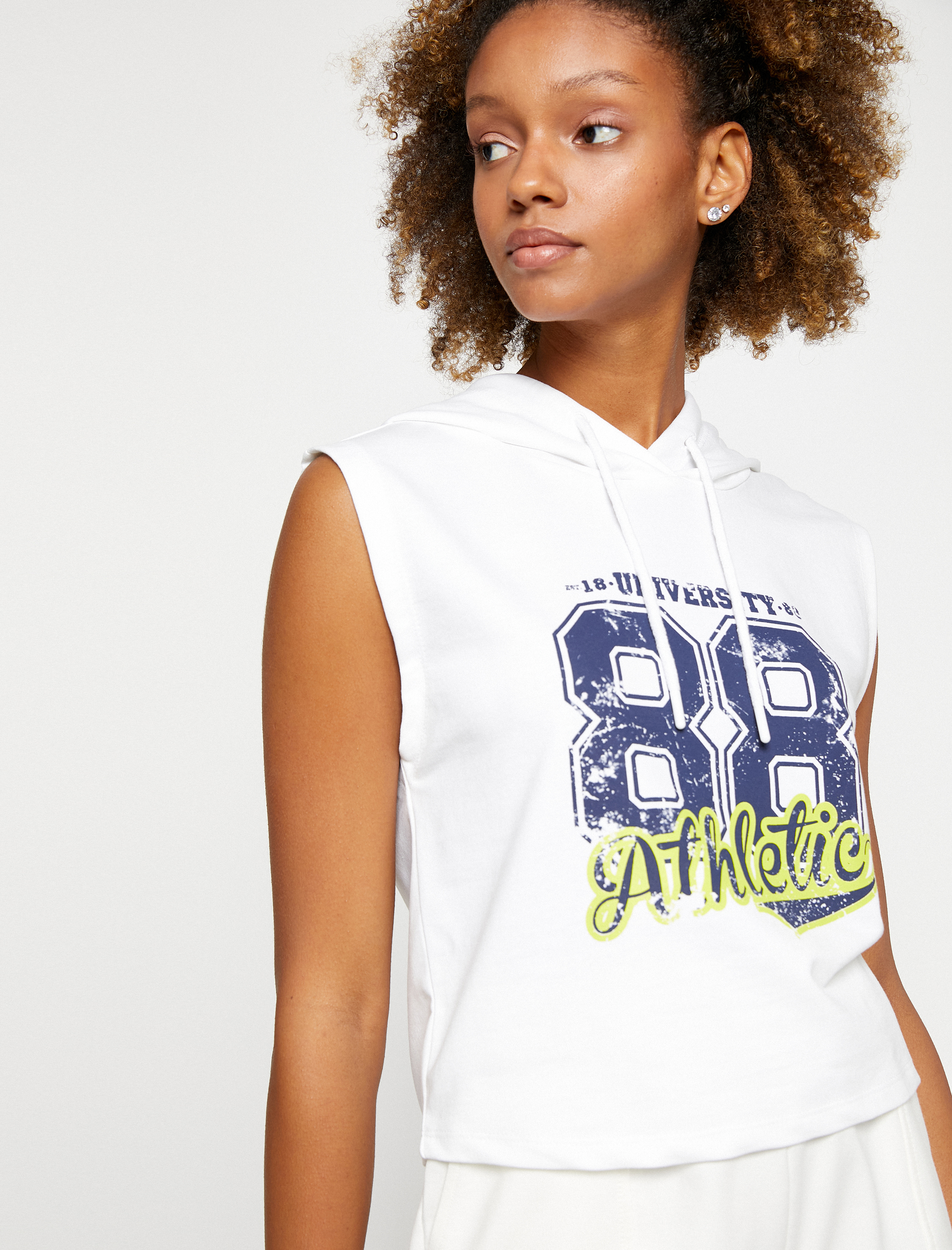   Kapüşonlu Atlet Kolej Baskılı Kolsuz