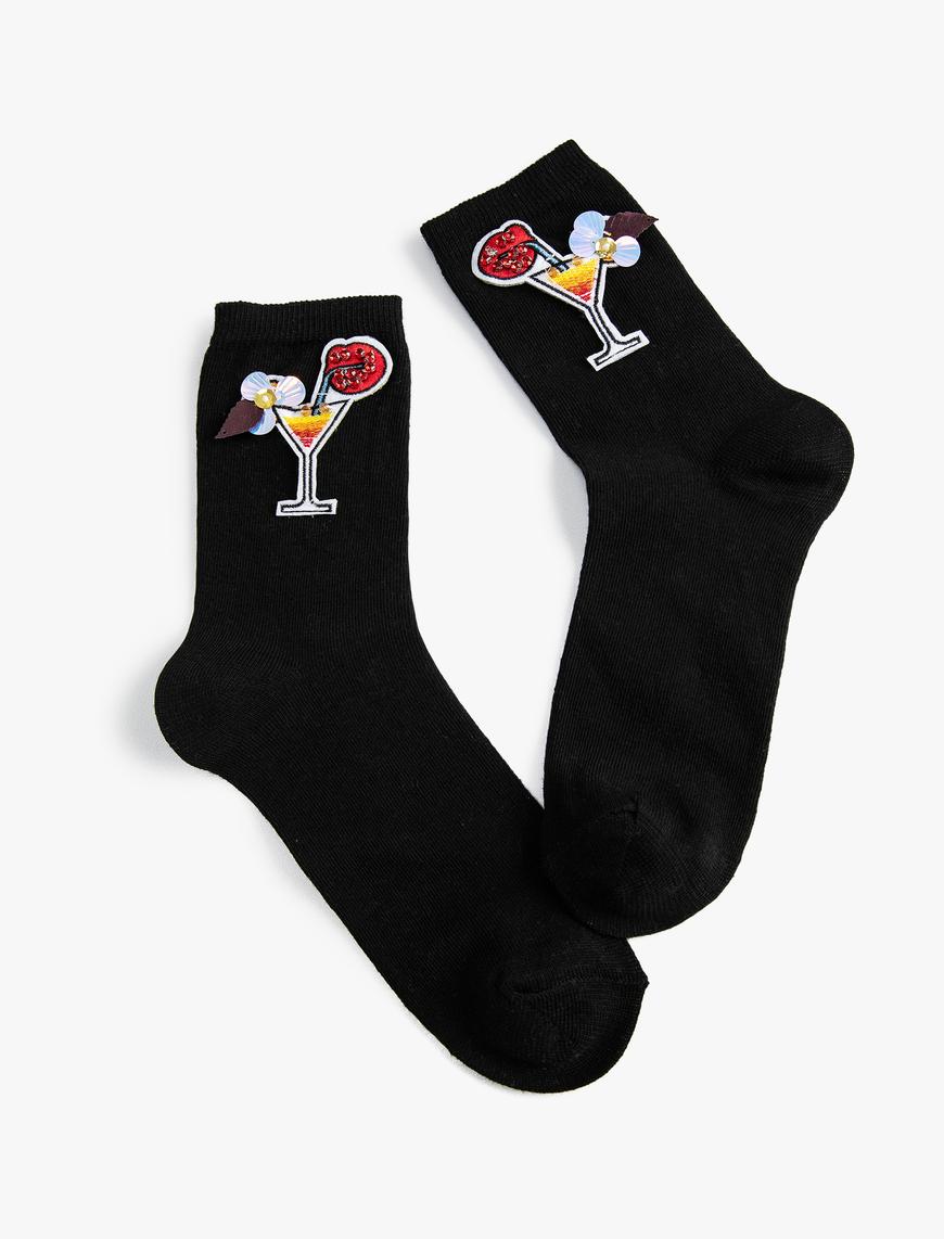  Kadın Yaz Desenli Soket Çorap