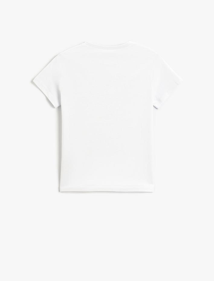 Kız Çocuk Balerin Baskılı Tişört Kısa Kollu Bisiklet Yaka