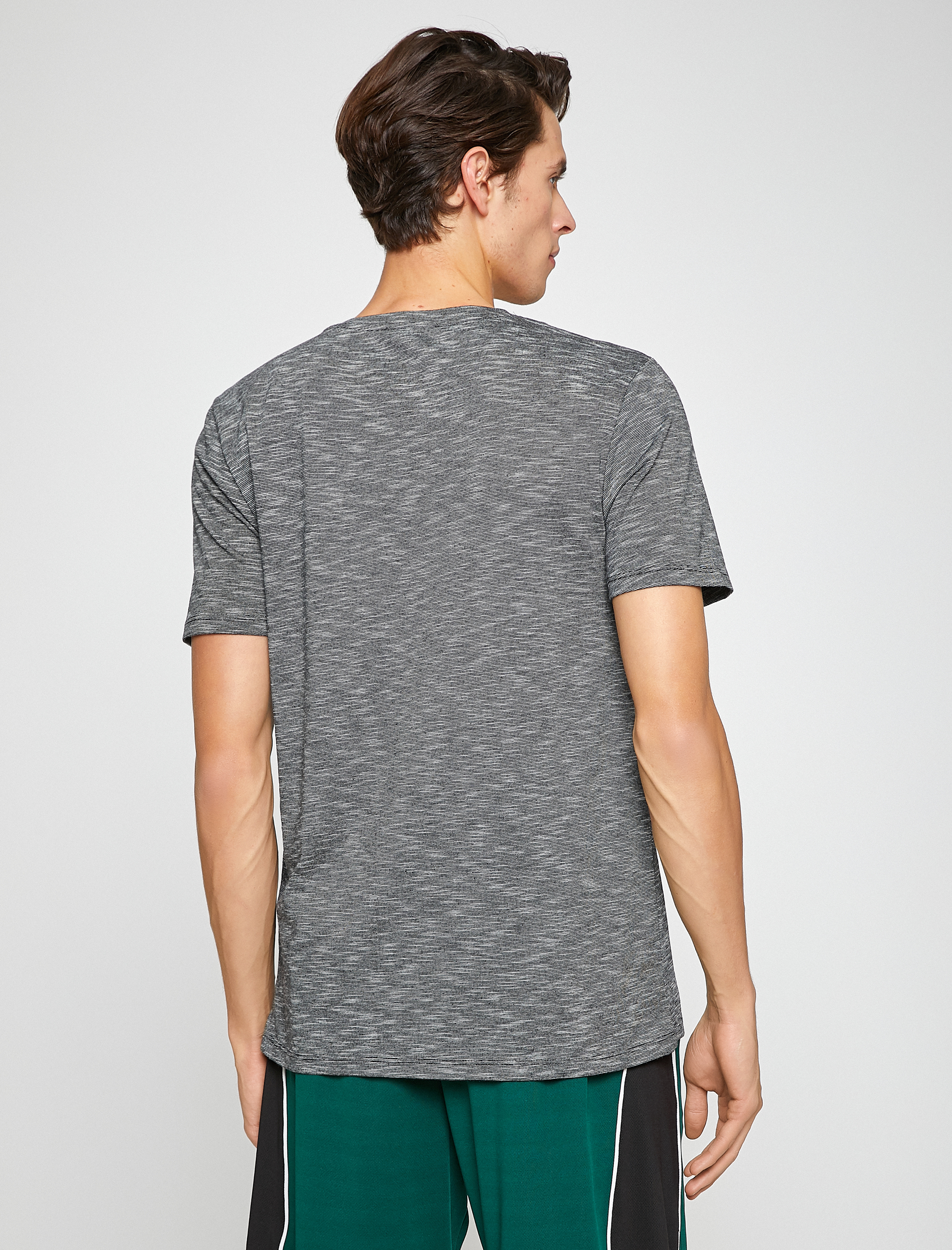   Basic Kırçıllı Tişört Bisiklet Yaka Slim Fit