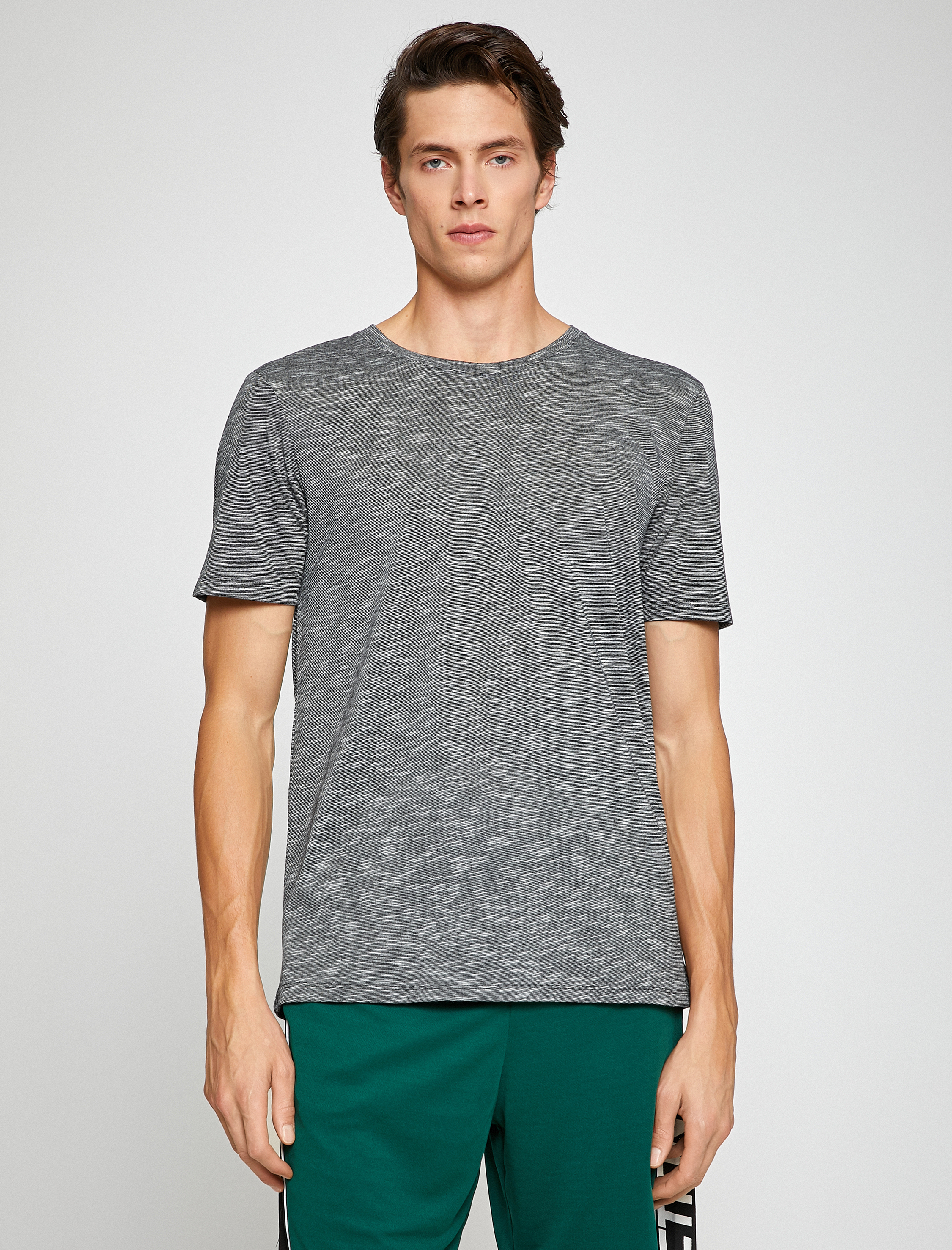   Basic Kırçıllı Tişört Bisiklet Yaka Slim Fit