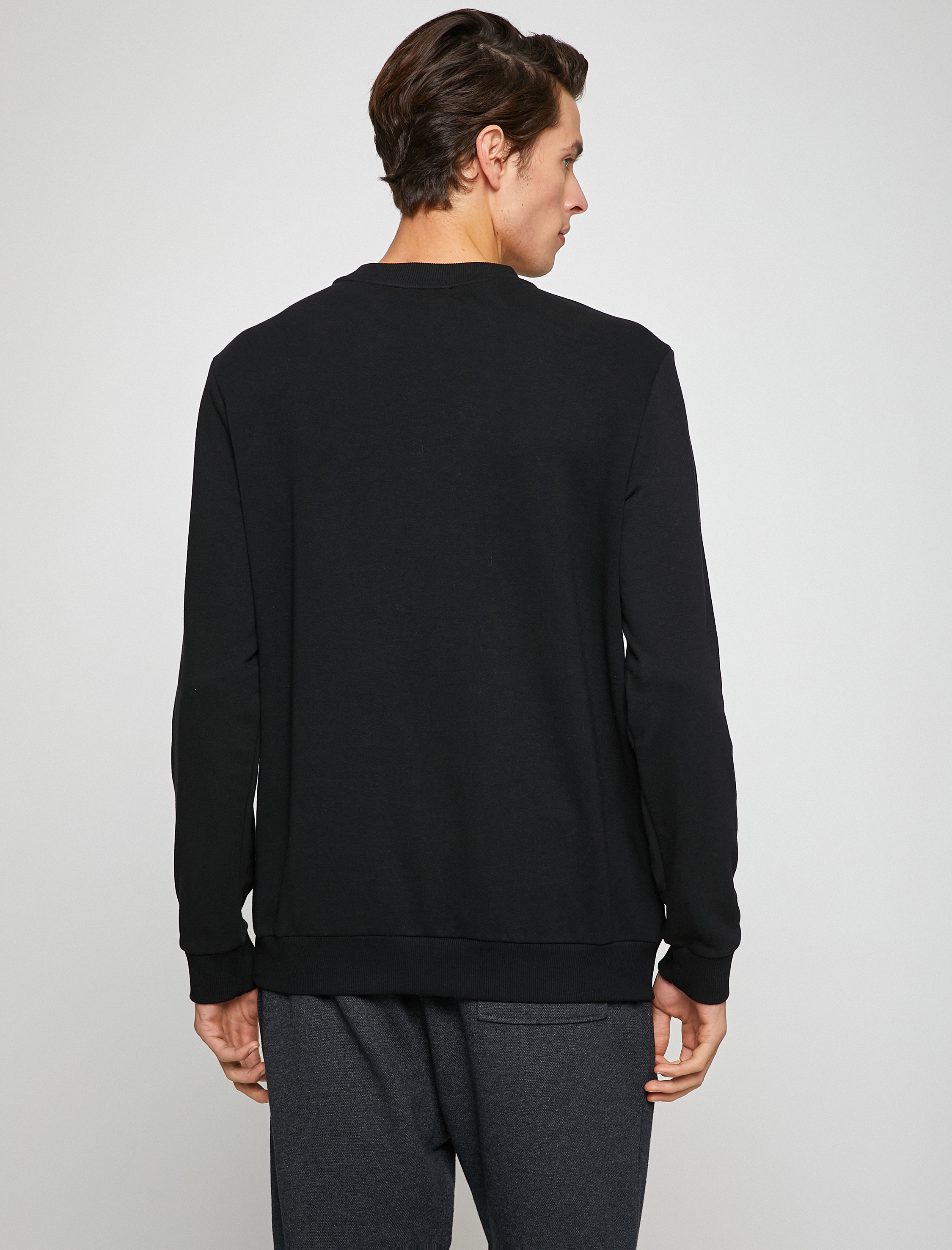   Basic Bisiklet Yaka Sweatshirt Uzun Kollu