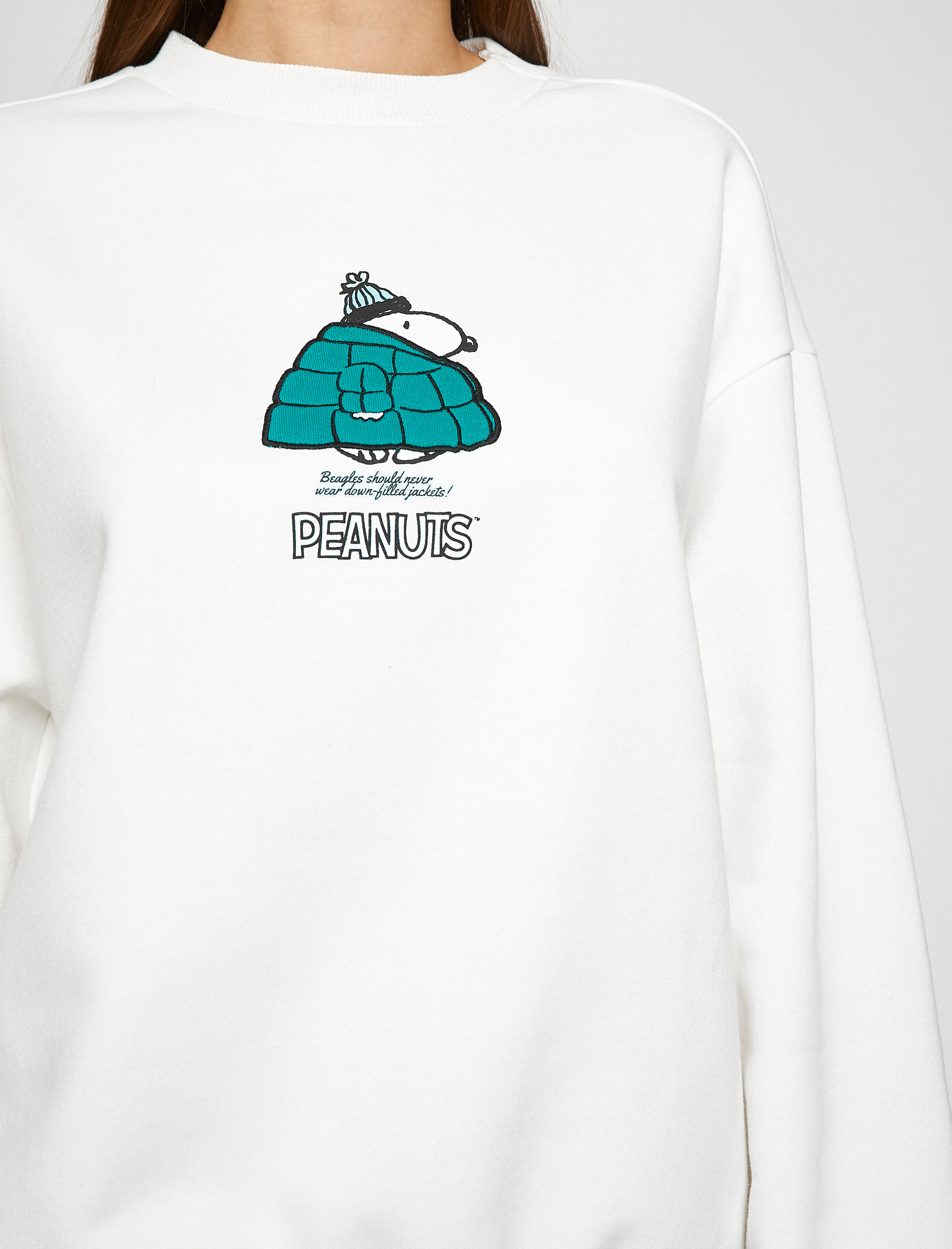   Şardonlu Snoopy Lisanslı Sweatshirt Bisiklet Yaka Uzun Kollu