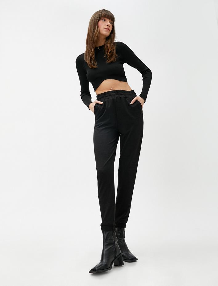  Melanj Desenli Jogger Eşofman Altı Beli Lastikli Cepli