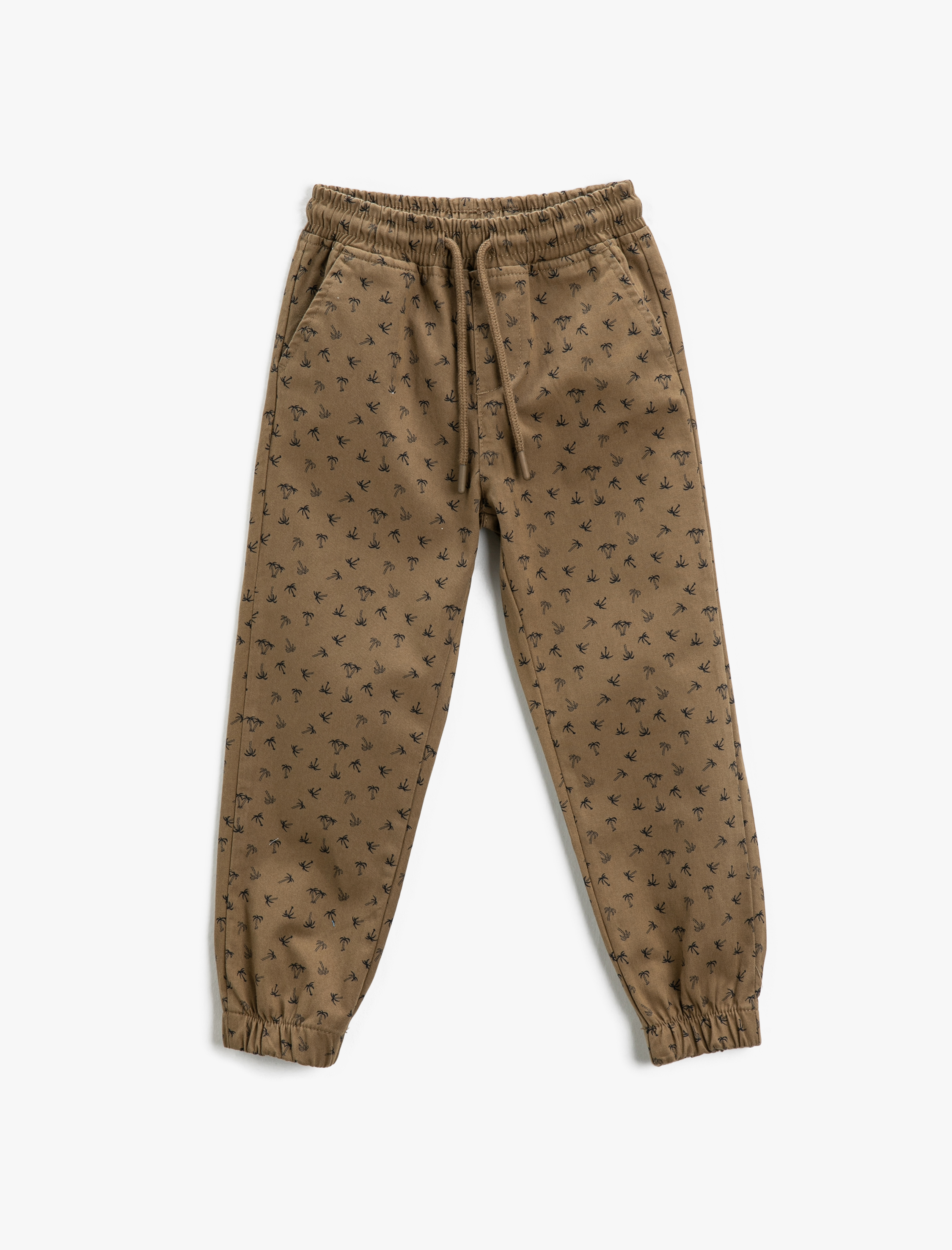  Erkek Çocuk Jogger Pantolon Beli Bağlamalı Cepli Palmiye Desenli