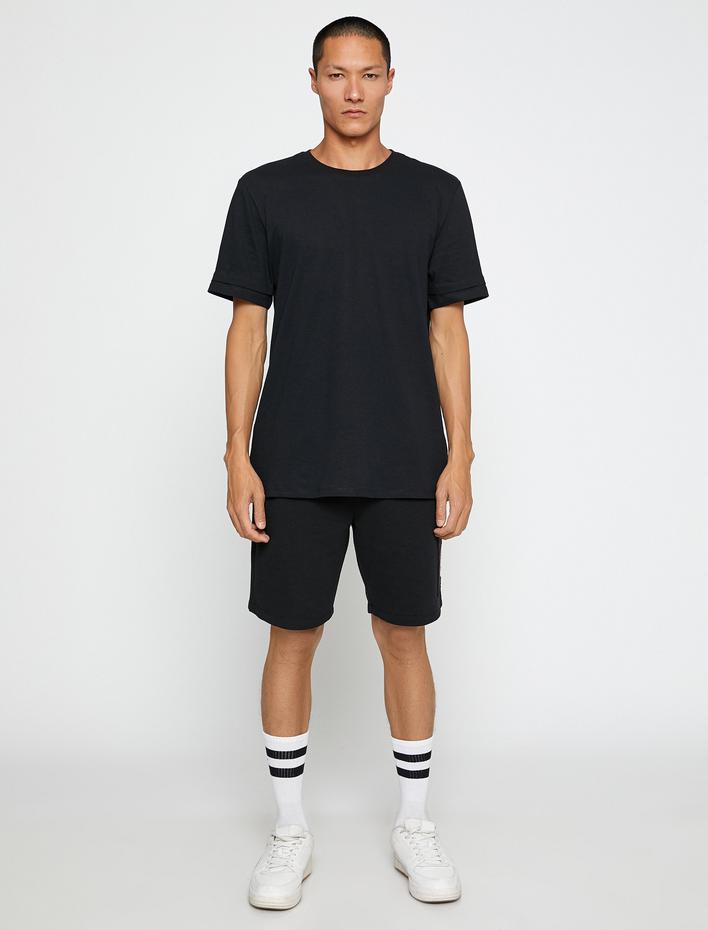  Basic Spor Şort Uzakdoğu Baskılı Beli Bağcıklı Cepli