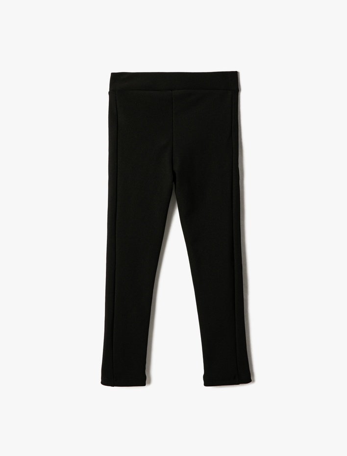 Kız Çocuk Basic Tayt Fermuar Kapamalı Beli Lastikli