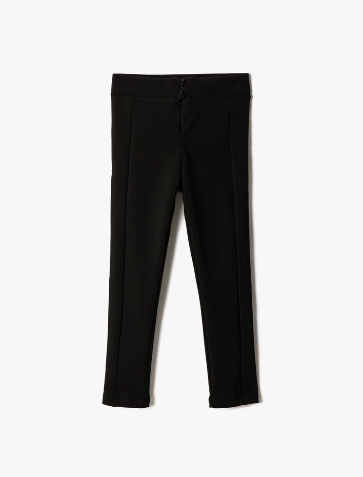 Kız Çocuk Basic Tayt Fermuar Kapamalı Beli Lastikli