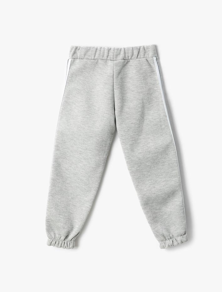 Kız Çocuk Jogger Eşofman Altı Şerit Detaylı Beli Lastikli Şardonlu