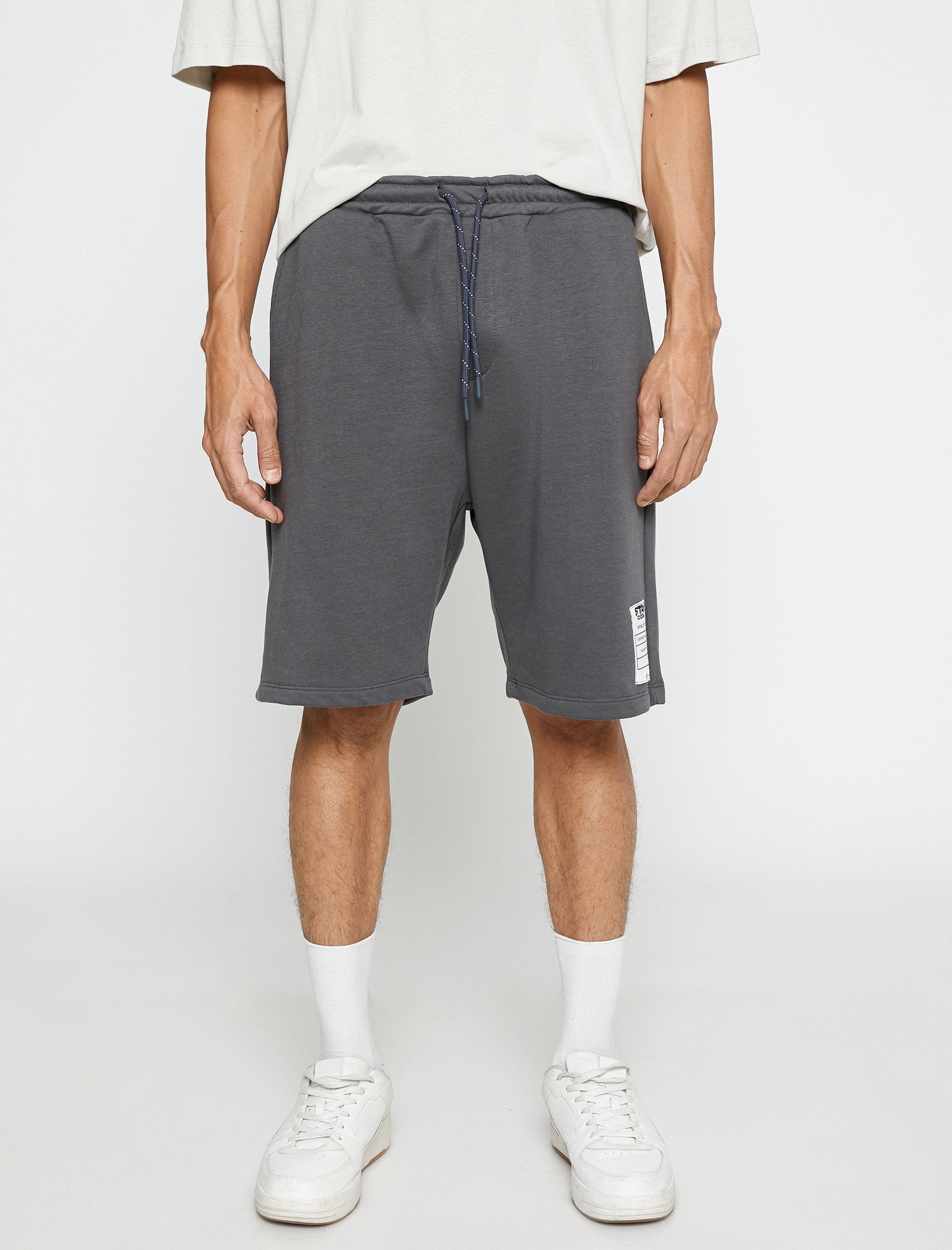   Basic Şort Beli Bağcıklı Slogan Etiket Baskılı Cepli