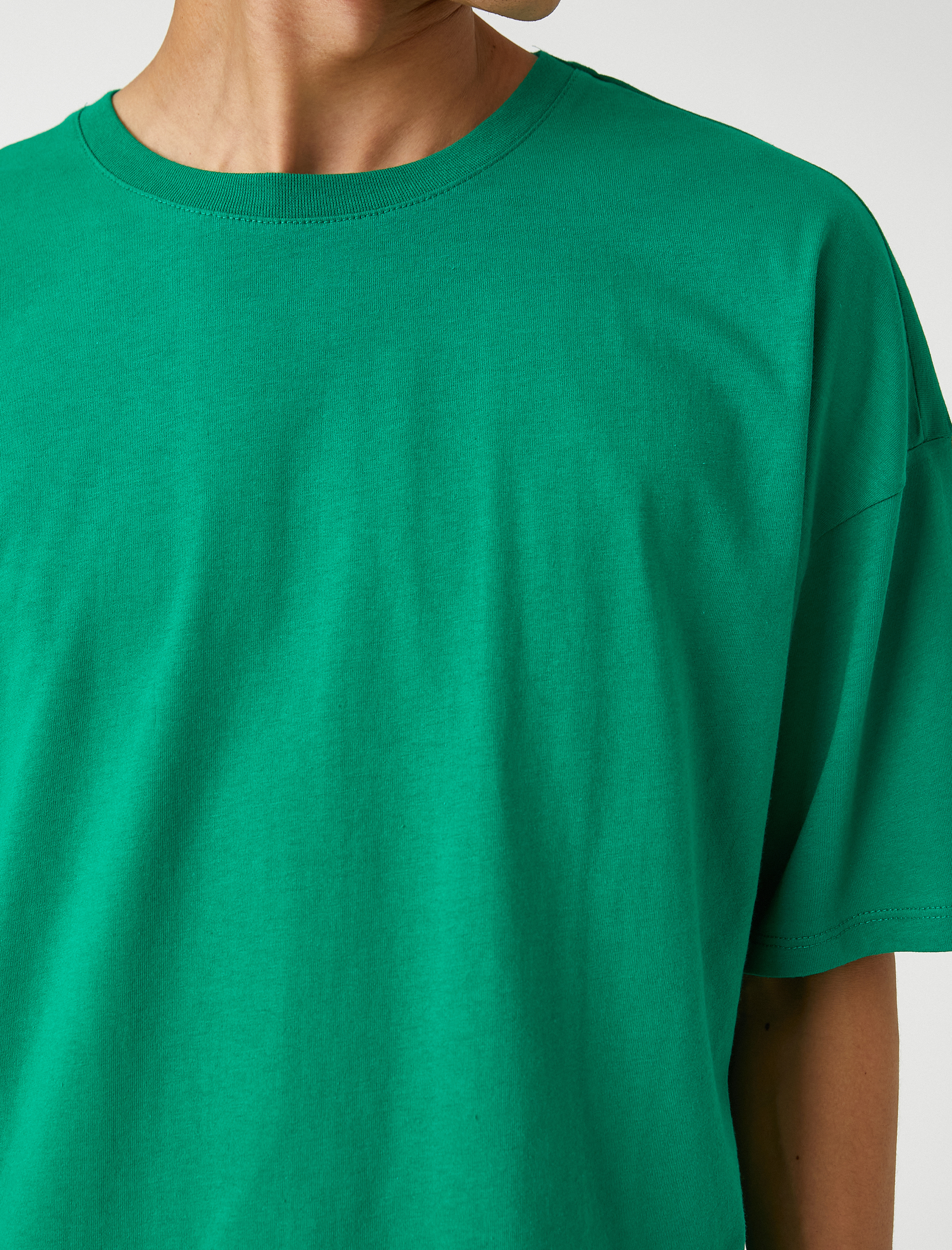   Basic Oversize Tişört Bisiklet Yaka Kısa Kollu