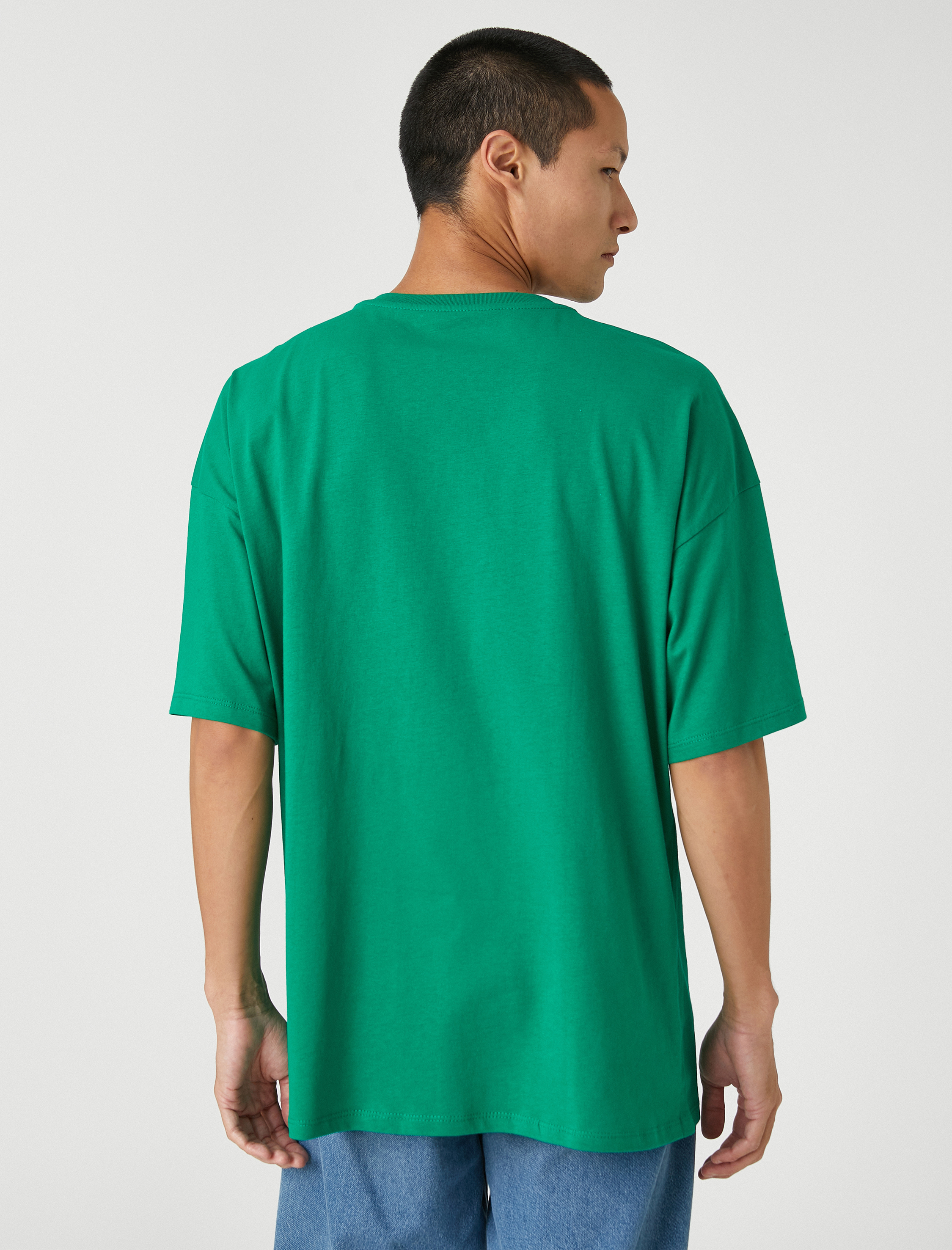   Basic Oversize Tişört Bisiklet Yaka Kısa Kollu