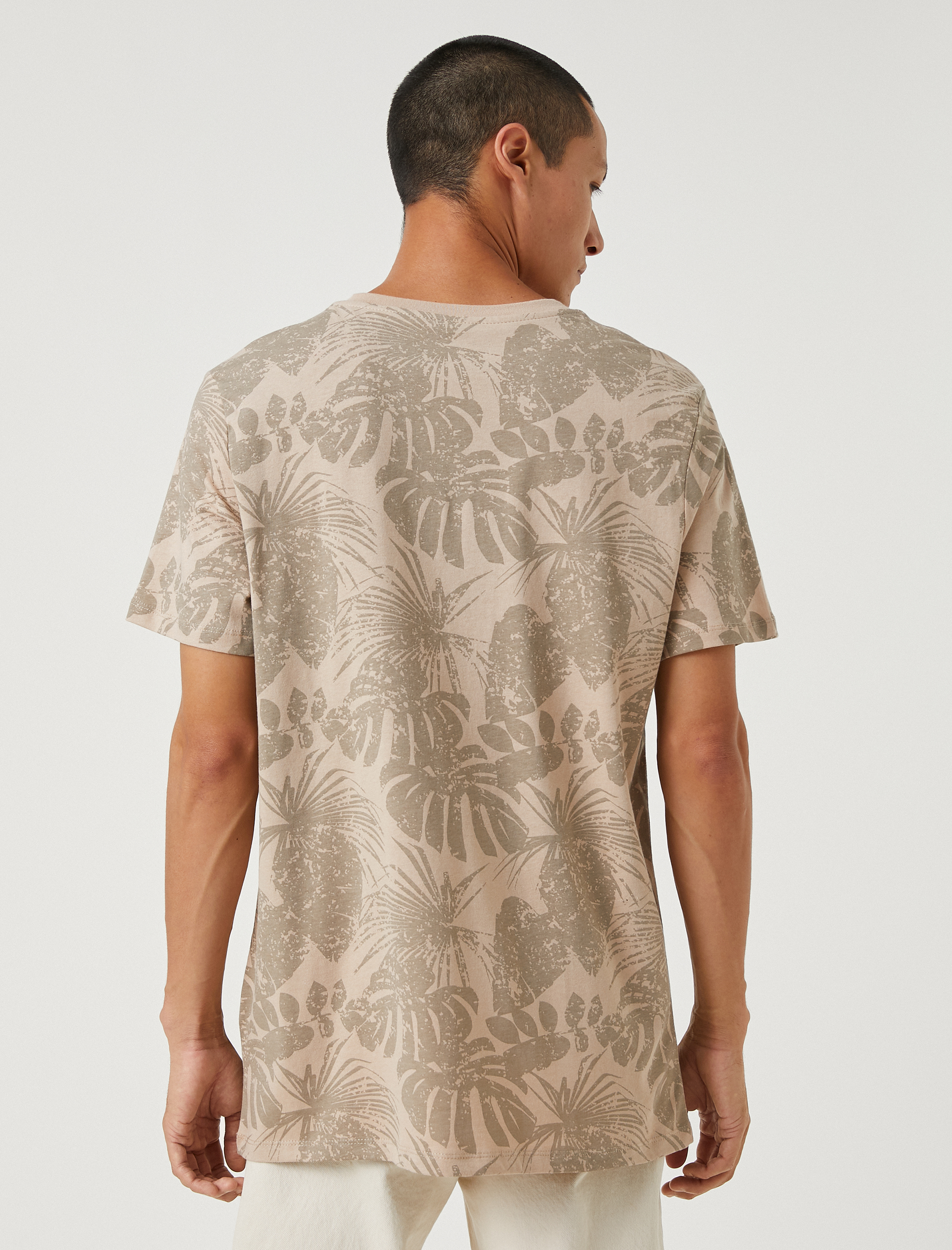   Çiçek Desenli Tişört Slogan Baskılı Bisiklet Yaka Kısa Kollu