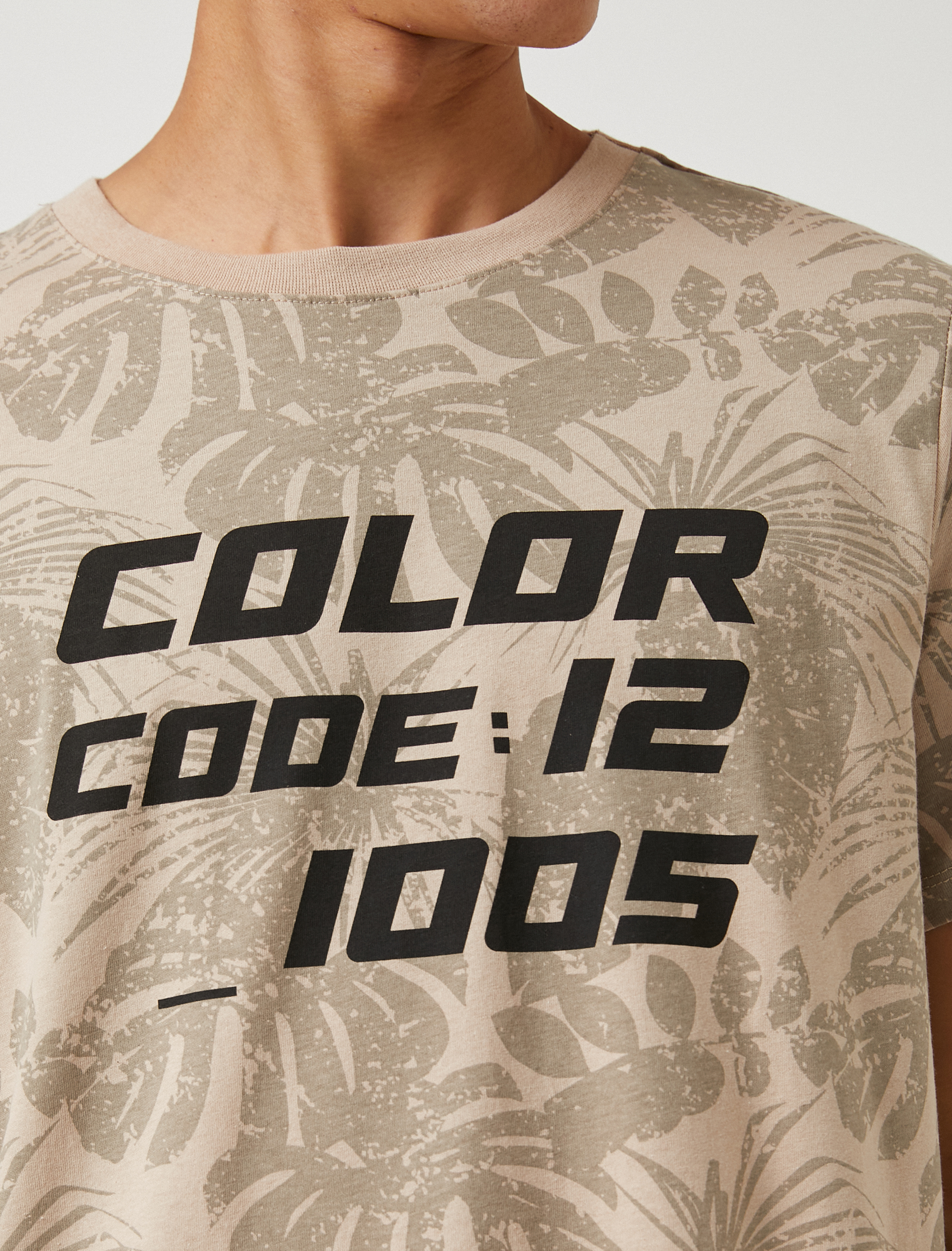   Çiçek Desenli Tişört Slogan Baskılı Bisiklet Yaka Kısa Kollu