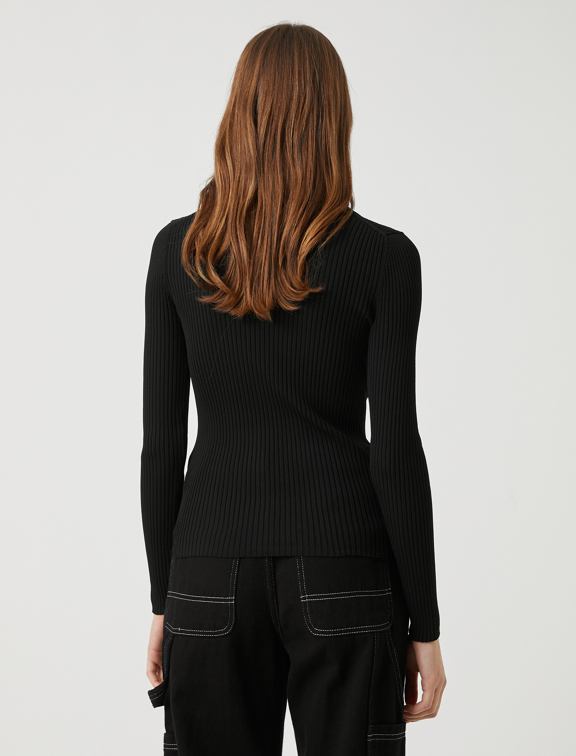   Polo Yaka Triko Kazak Ribanalı Çıtçıtlı Dar Kesim