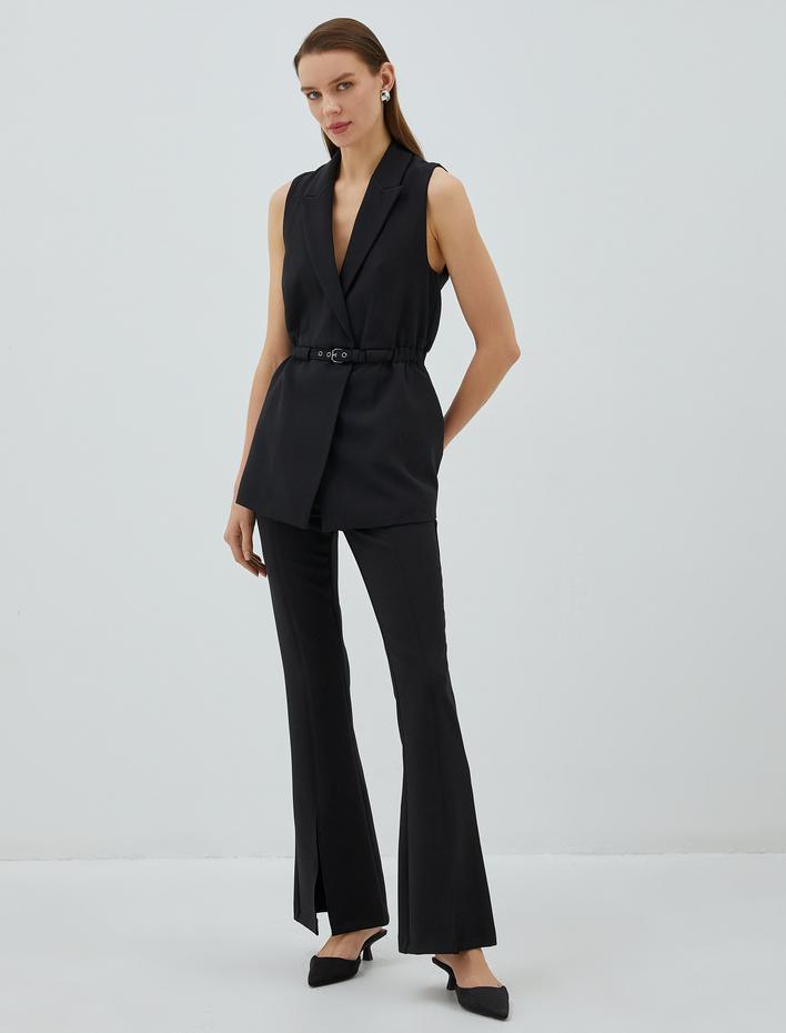  Yırtmaçlı Pantolon İspanyol Paça Slim Fit