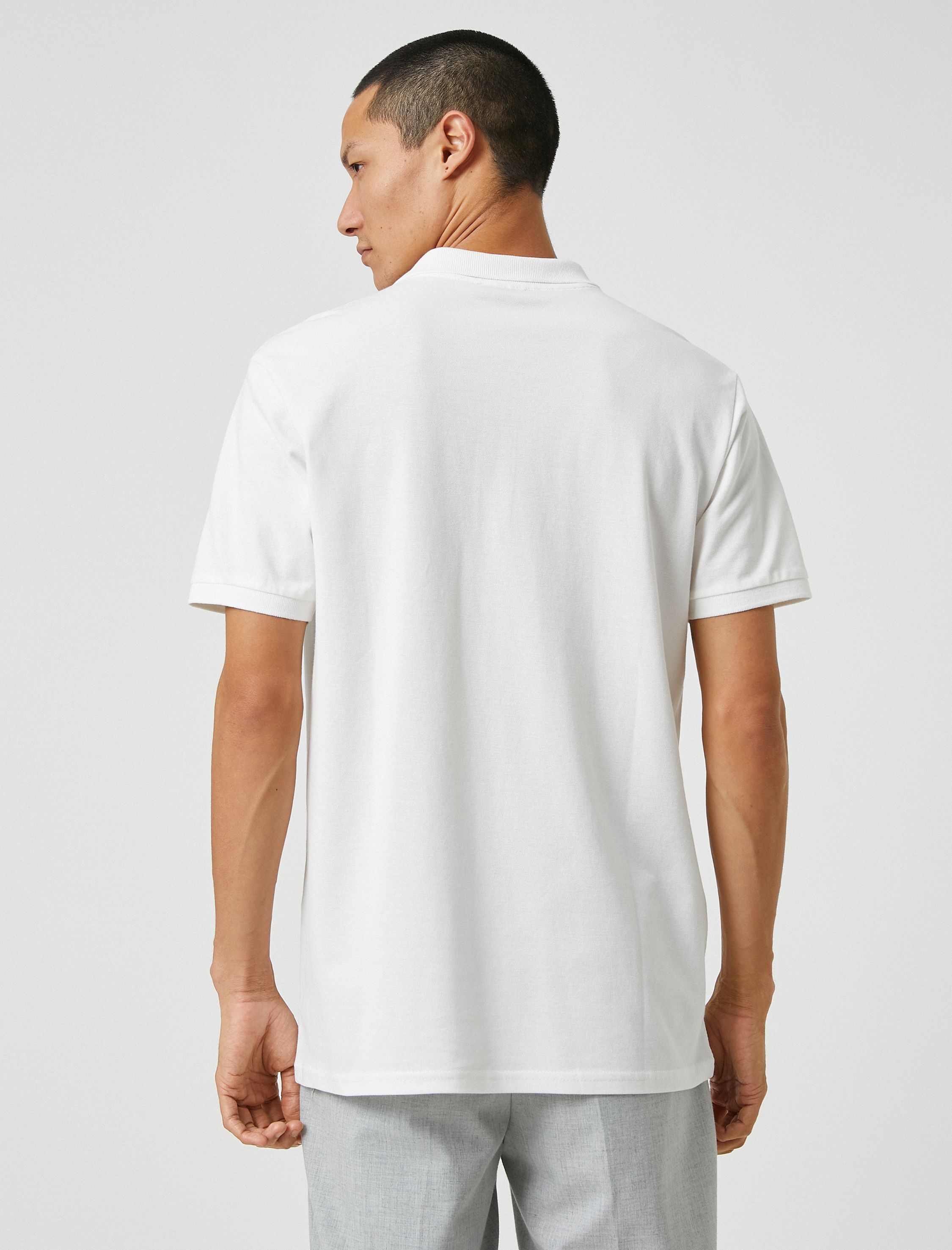 Basic Tişört Polo Yaka Düğmeli Dar Kesim