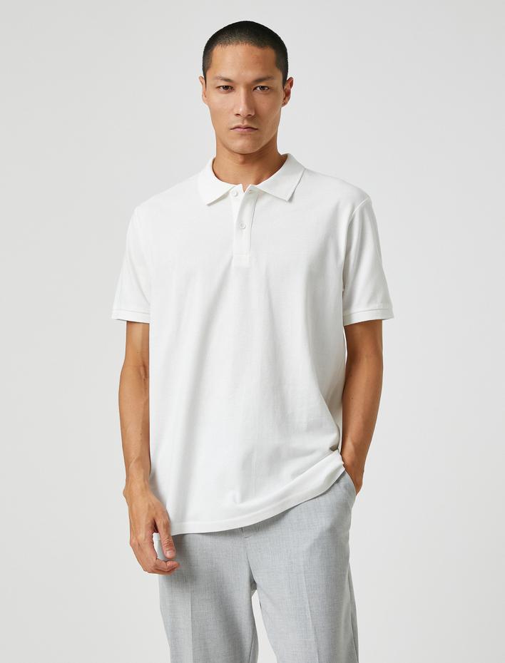  Basic Tişört Polo Yaka Düğmeli Dar Kesim